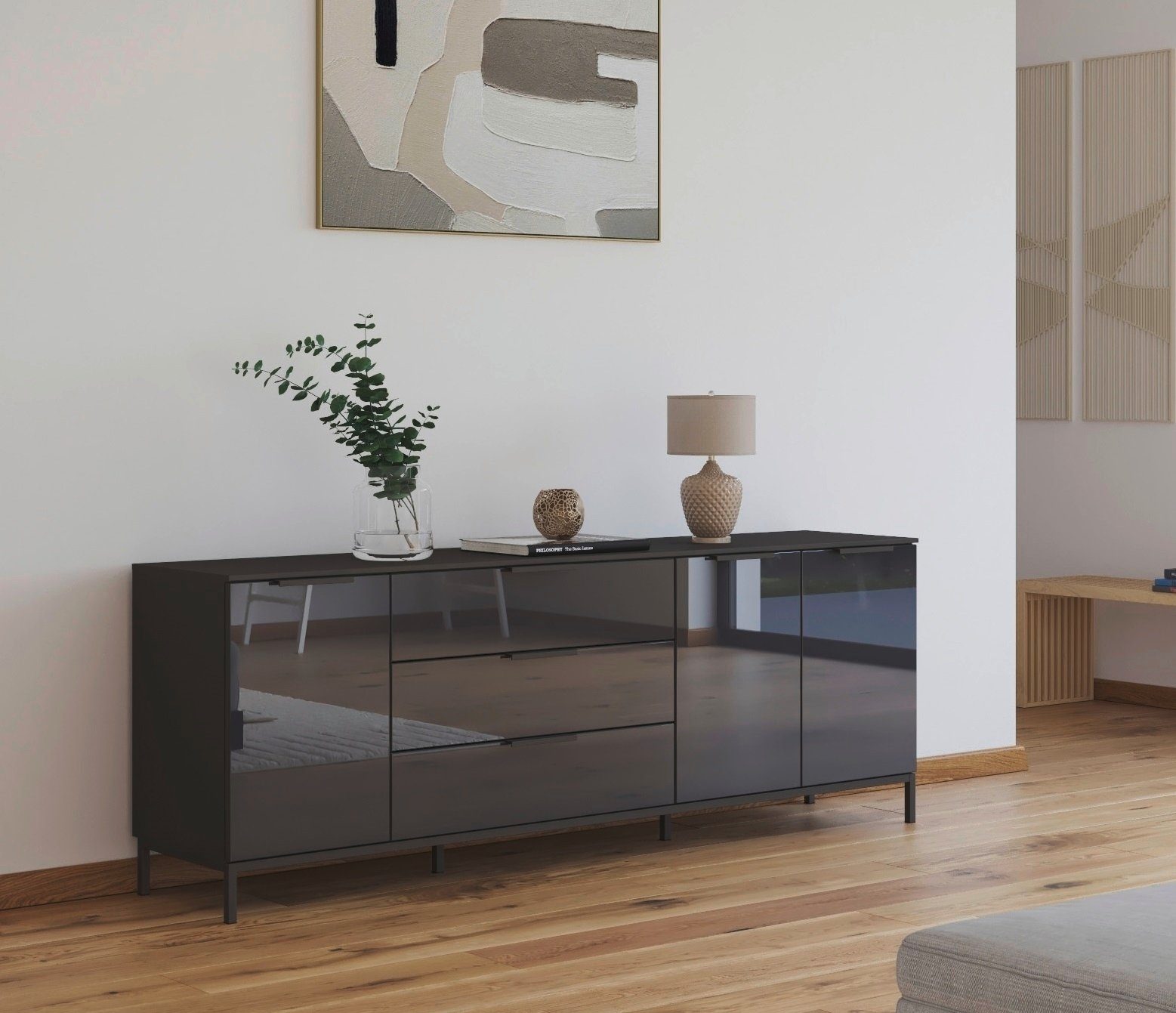 rauch Kast met laden en deuren Commode deurkast sideboard combikast FLIPP met glasfront