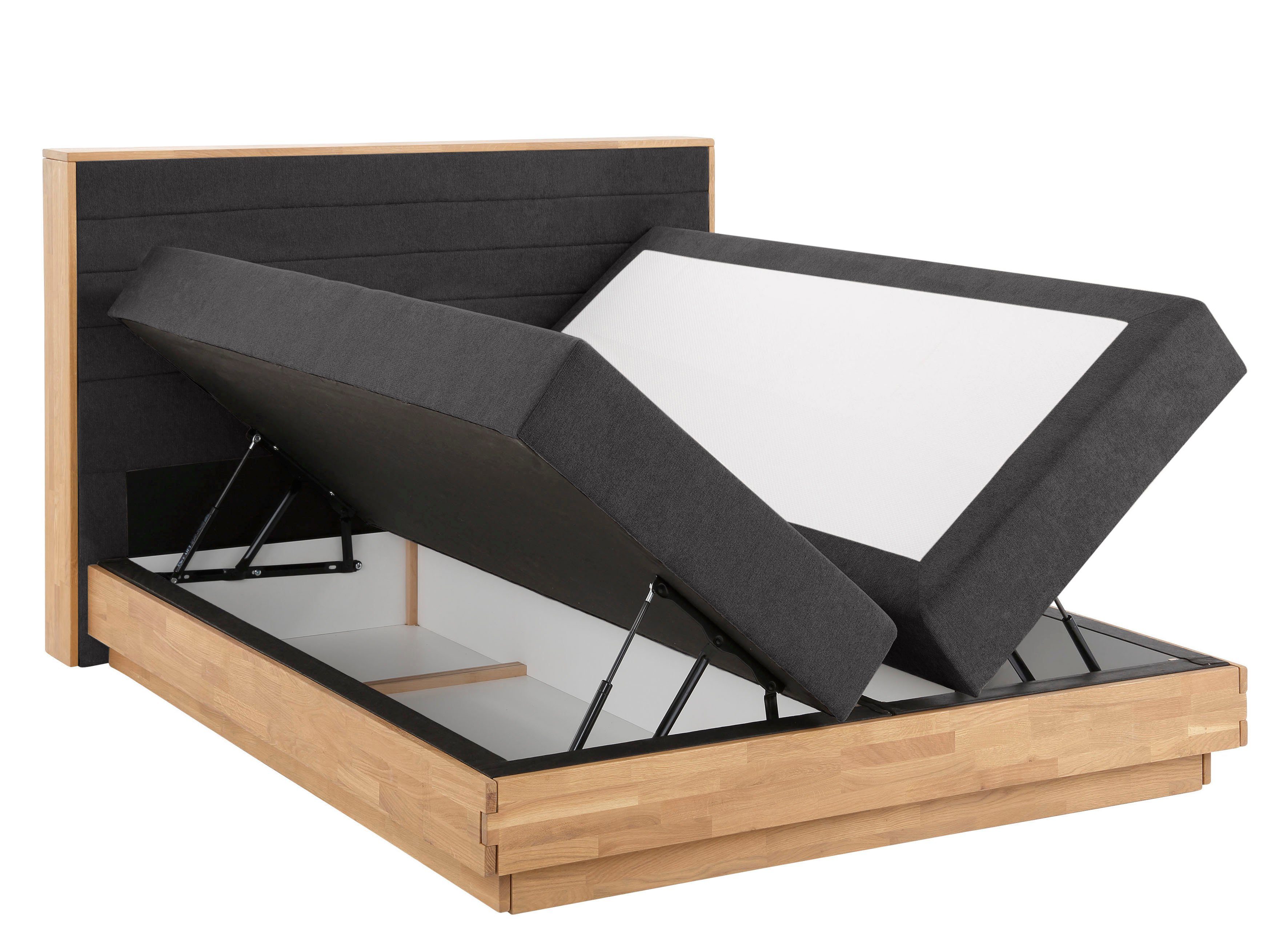 Home affaire Boxspring Cavan Eiken, met bedkist & topmatras, verschillende hardheden (ook H4)
