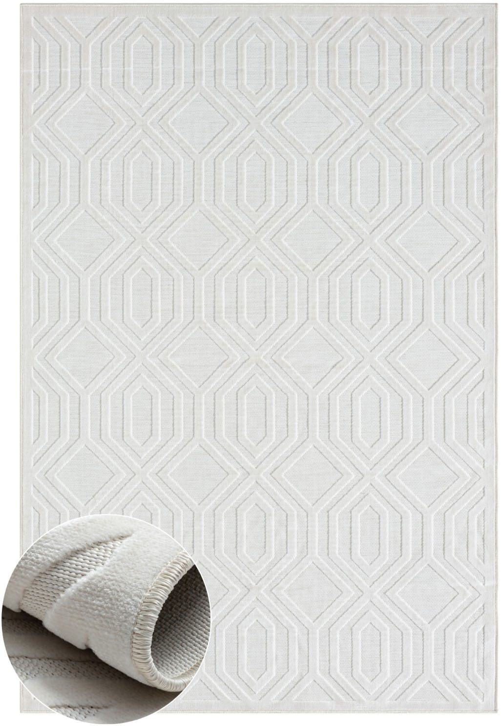 Myflair Möbel & Accessoires Vloerkleed Haven voorraadopruiming Ruitenmotief, hoog-laag effect, geschikt voor buiten, balkon, terras
