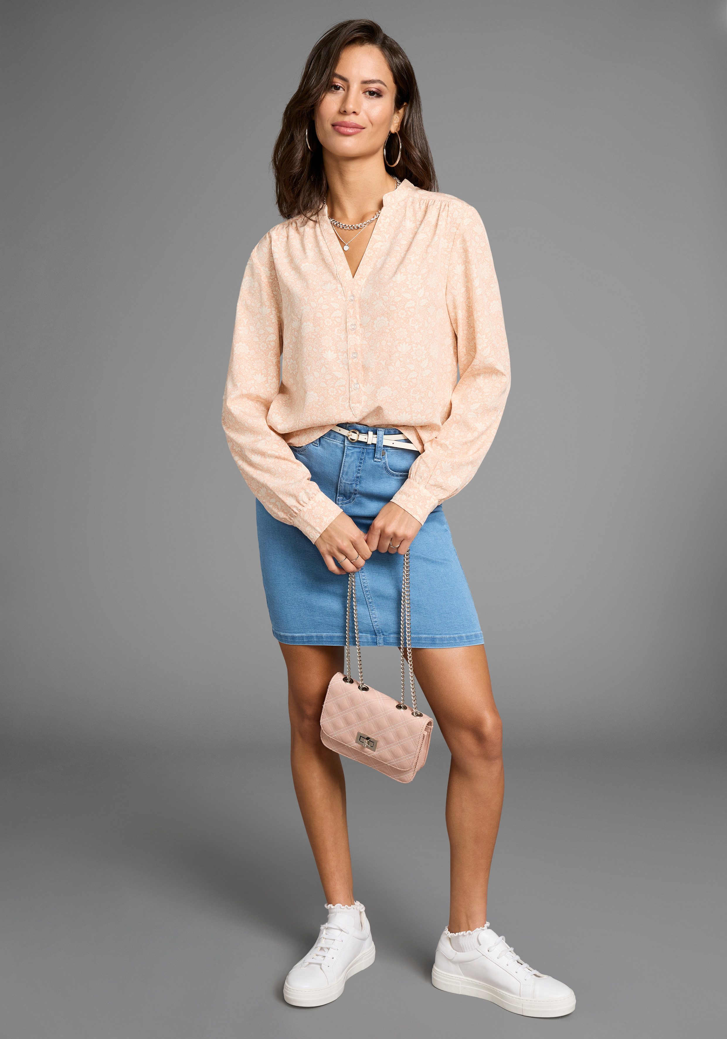 Laura Scott Blouse zonder sluiting met oprolbare mouwen