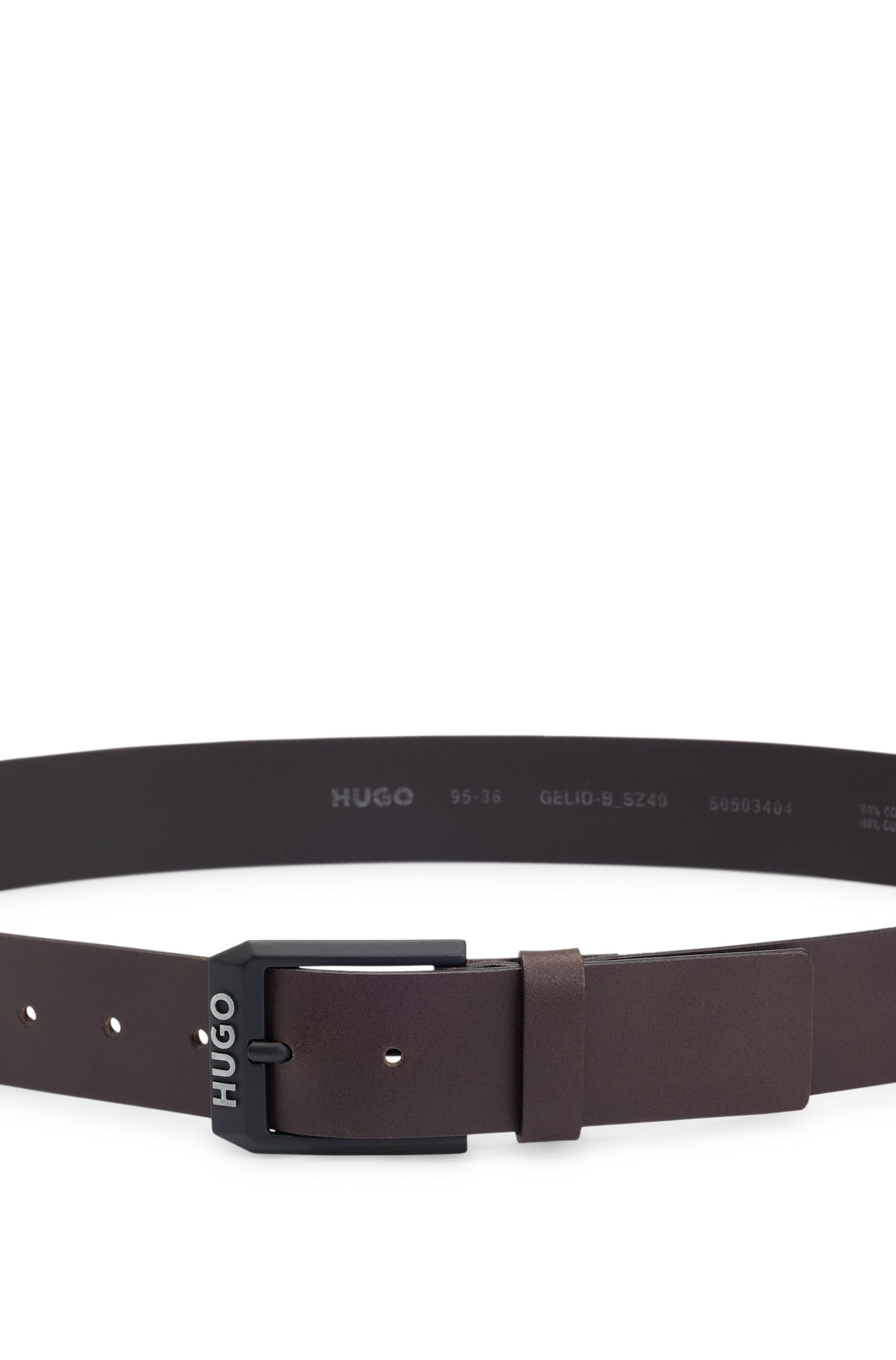 HUGO Leren riem Gelio-B_Sz40 HUGO merkembleem, rode treknaad