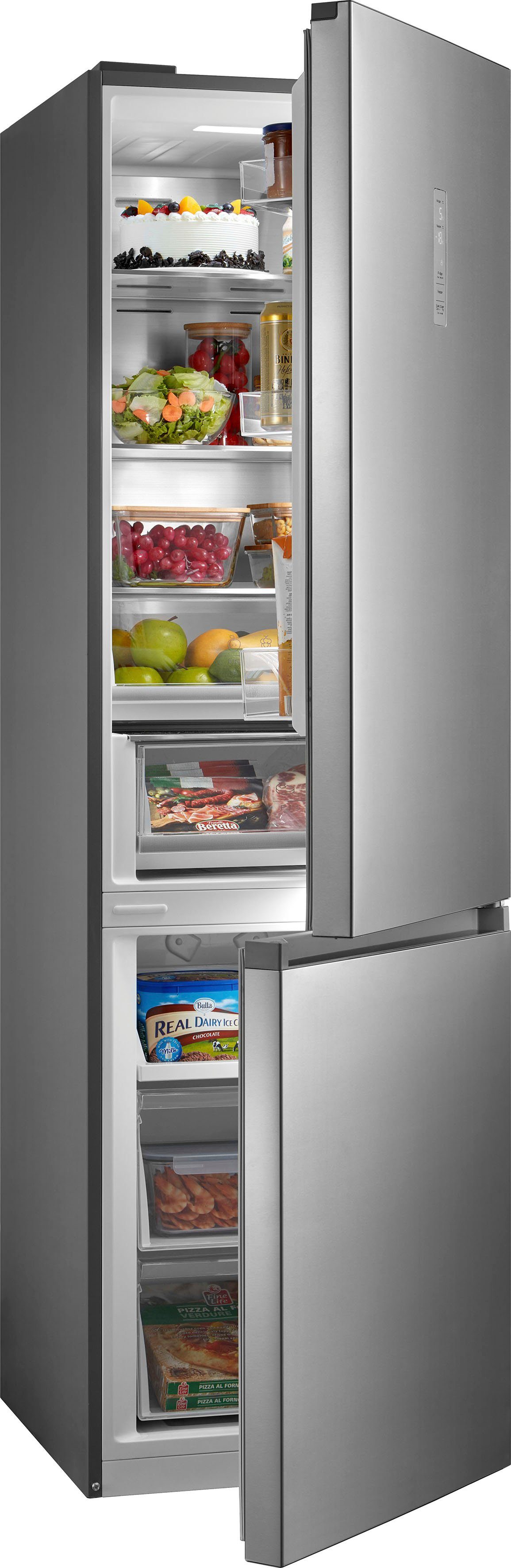 Hanseatic Koel-vriescombinatie HKGK20060BNFBI NoFrost, automatische ontdooiing, QuickFreeze, vakantiemodus, display