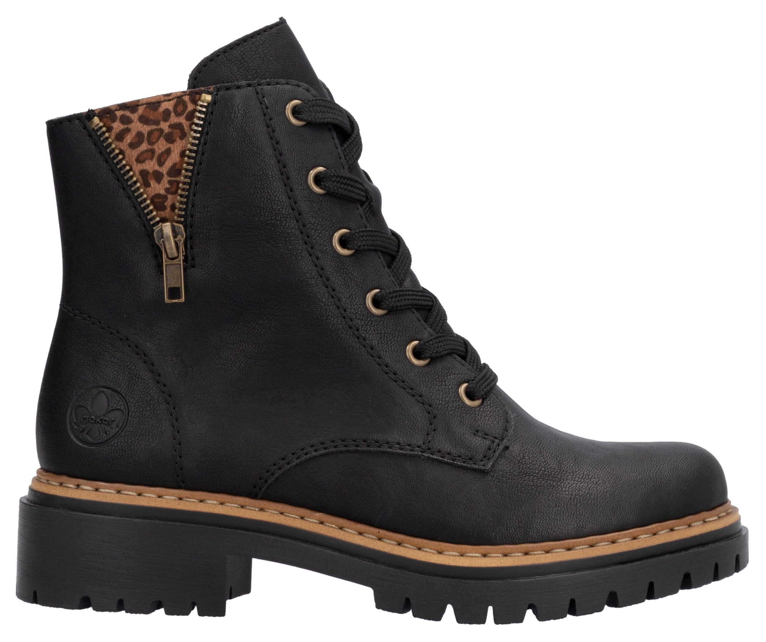 Rieker Veterlaarsjes lace-up boots, block heel, with practical inner zipper