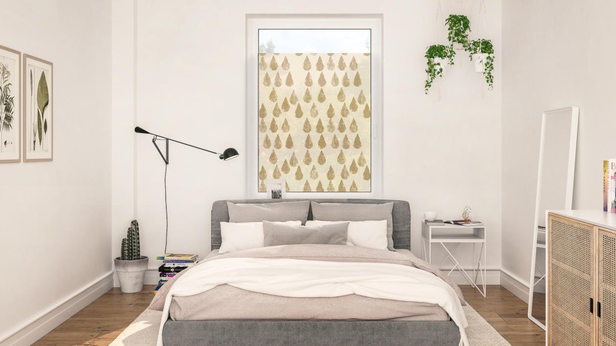 LICHTBLICK Raamfolie zelfklevend, bescherming tegen inkijk, golden drops - goudkleur (1 stuk)