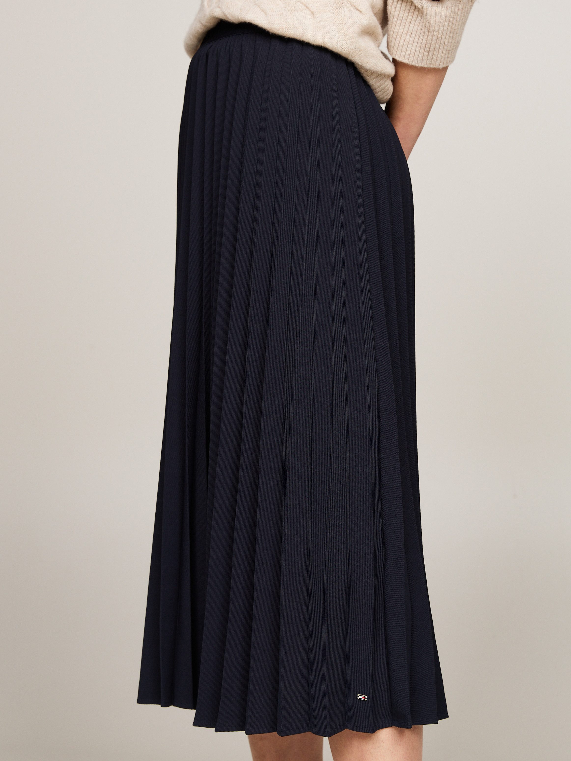 Tommy Hilfiger Plissérok FLUID TWILL PLEATED MIDI SKIRT