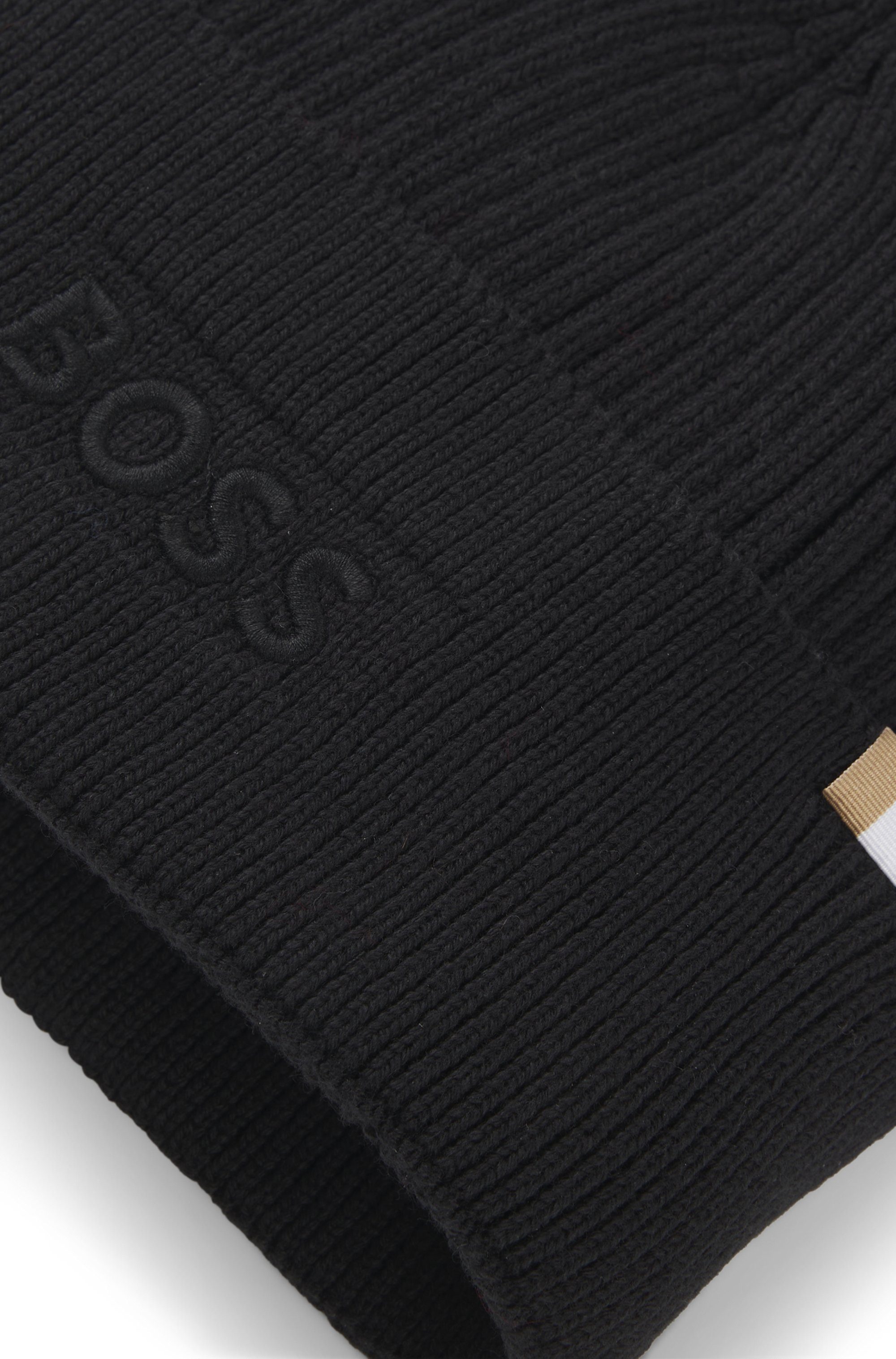 Boss Gebreide muts Magico_R_Hat met tonale logo-borduurwerk