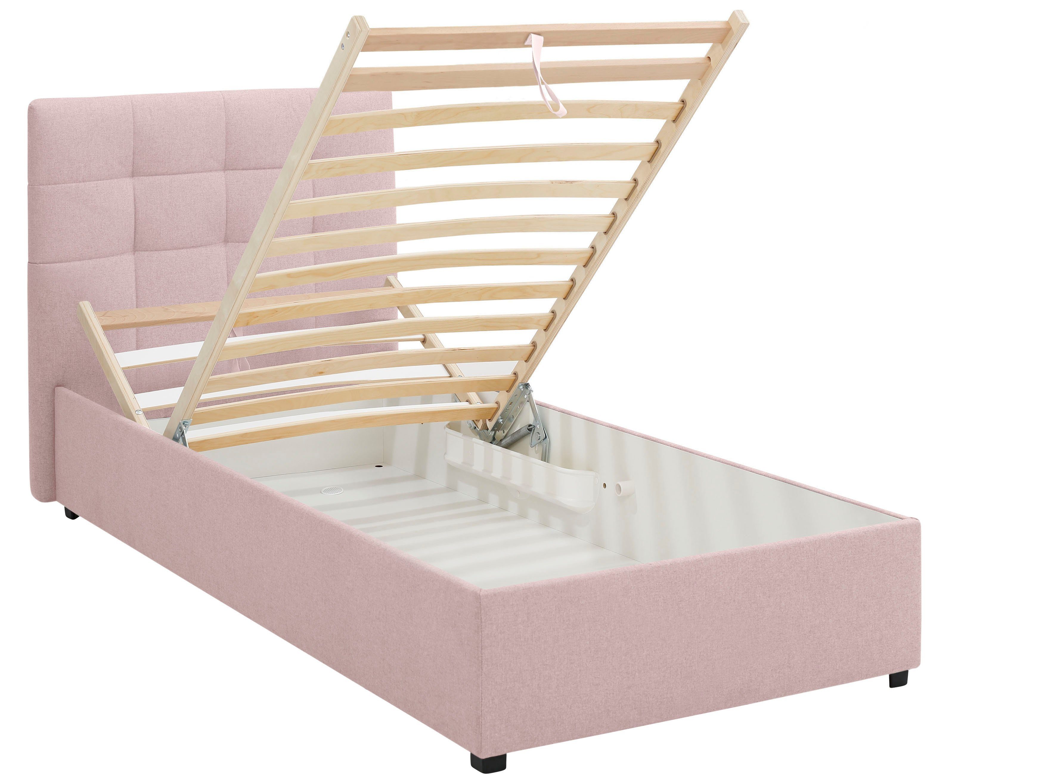 Lüttenhütt Gestoffeerd bed Endres met bedkist, naar keuze zonder matras/lattenbodem of incl. matras