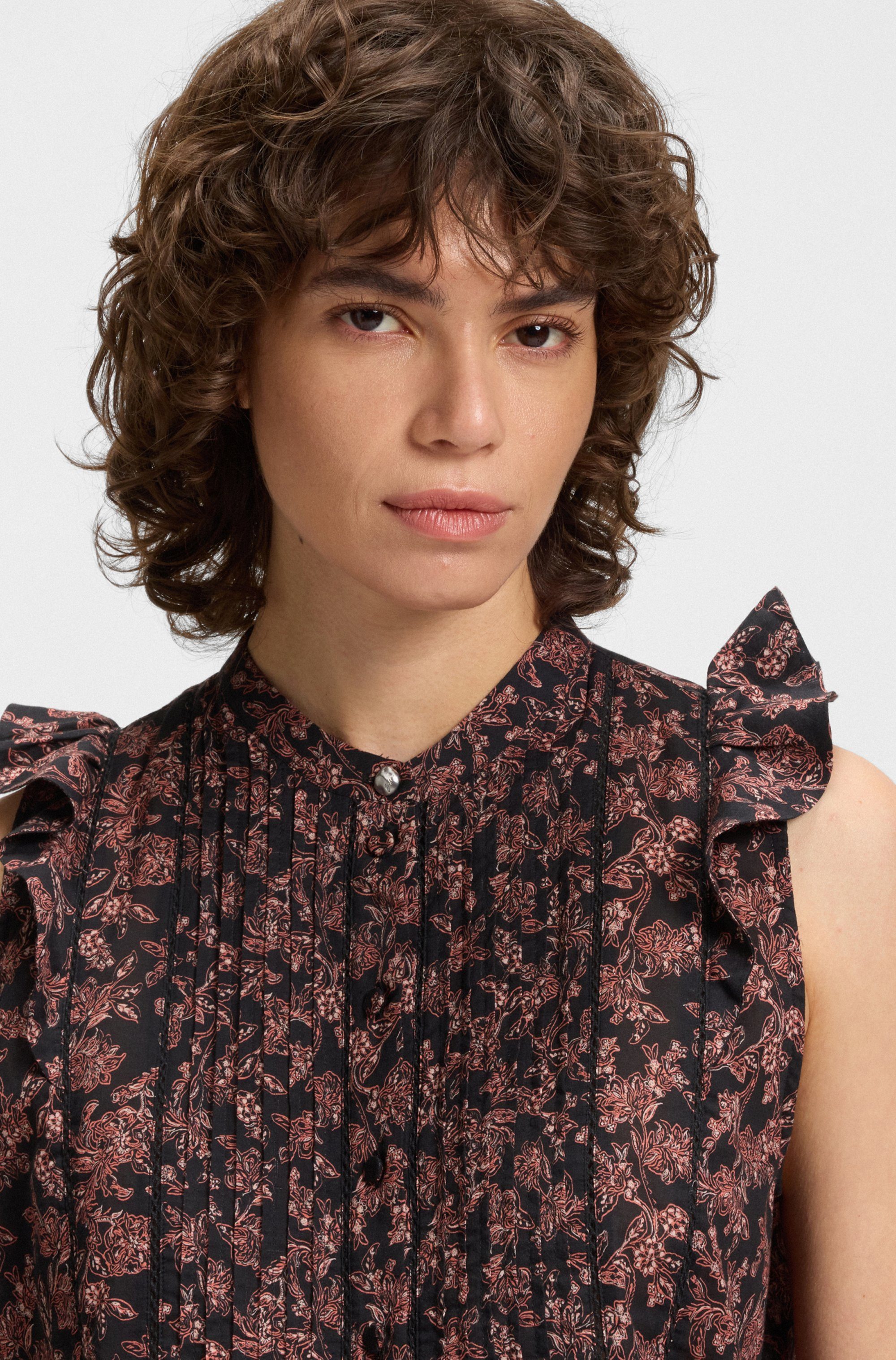 Boss Orange Klassieke blouse Bantiana Premium Damesmode met ajour details, staande kraag