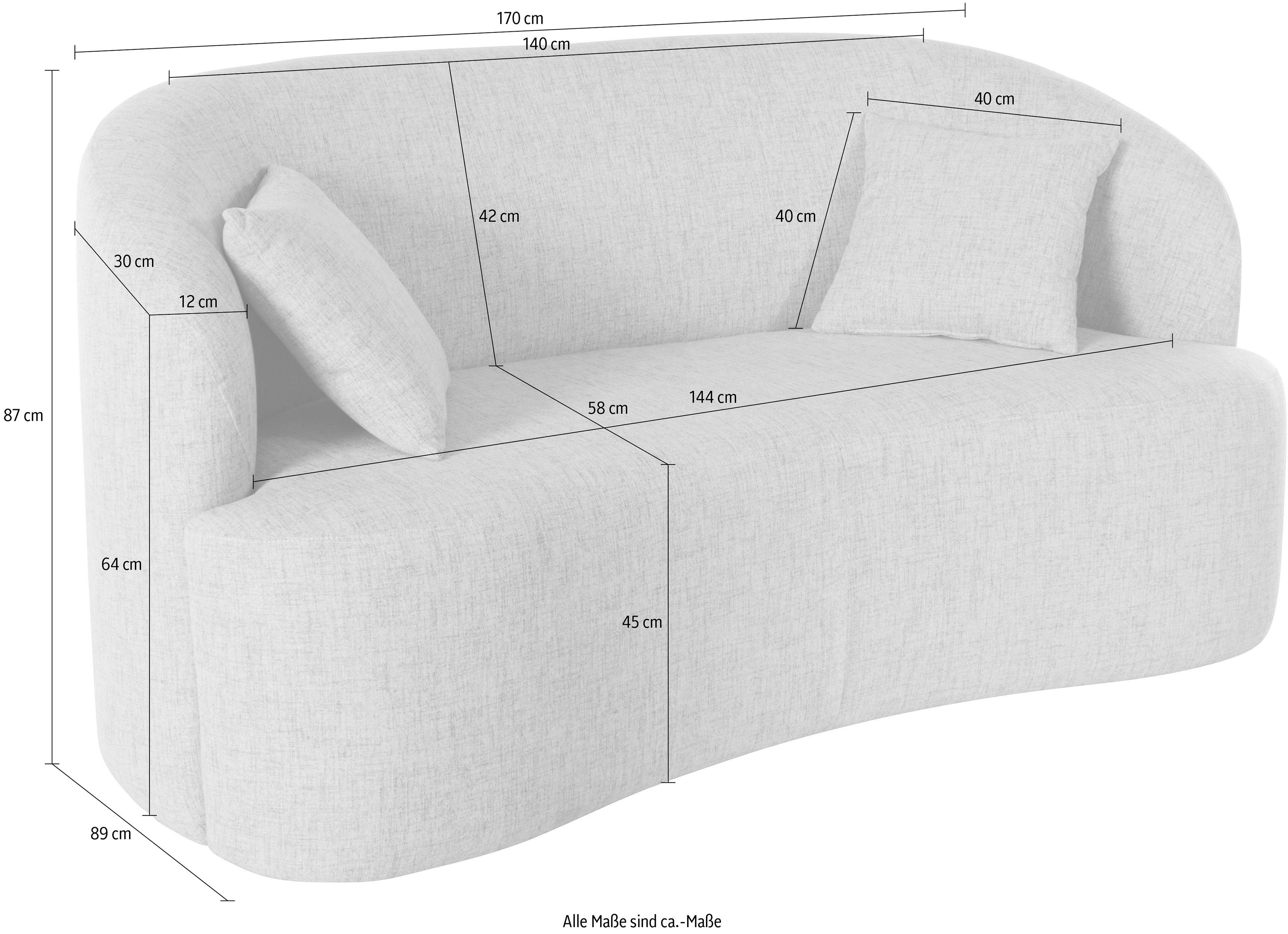 LeGer Home by Lena Gercke 2-zitsbank Dilara afgeronde rugleuning en front, in 3 stofkwaliteiten