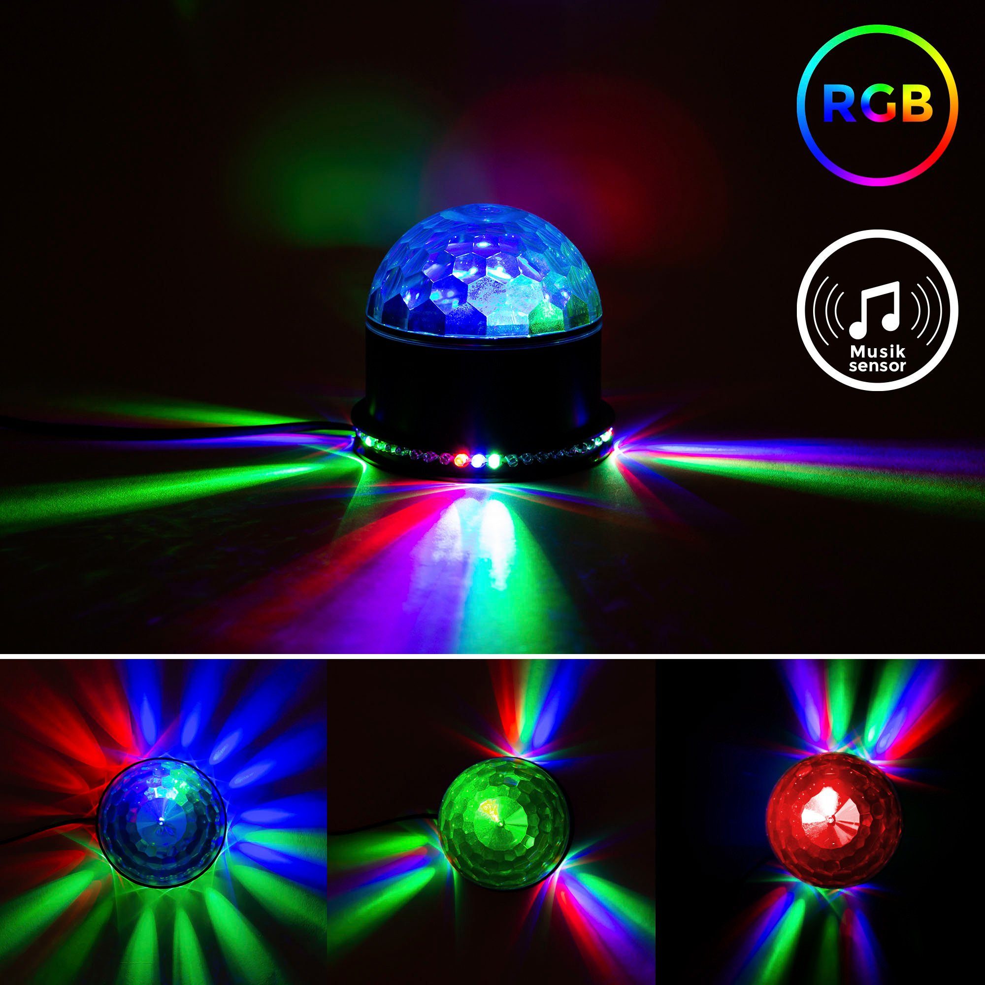B.K.Licht Led-lamp met motieven BK_GD1327 LED discolamp, feestverlichting, met muzieksensor (1 stuk)