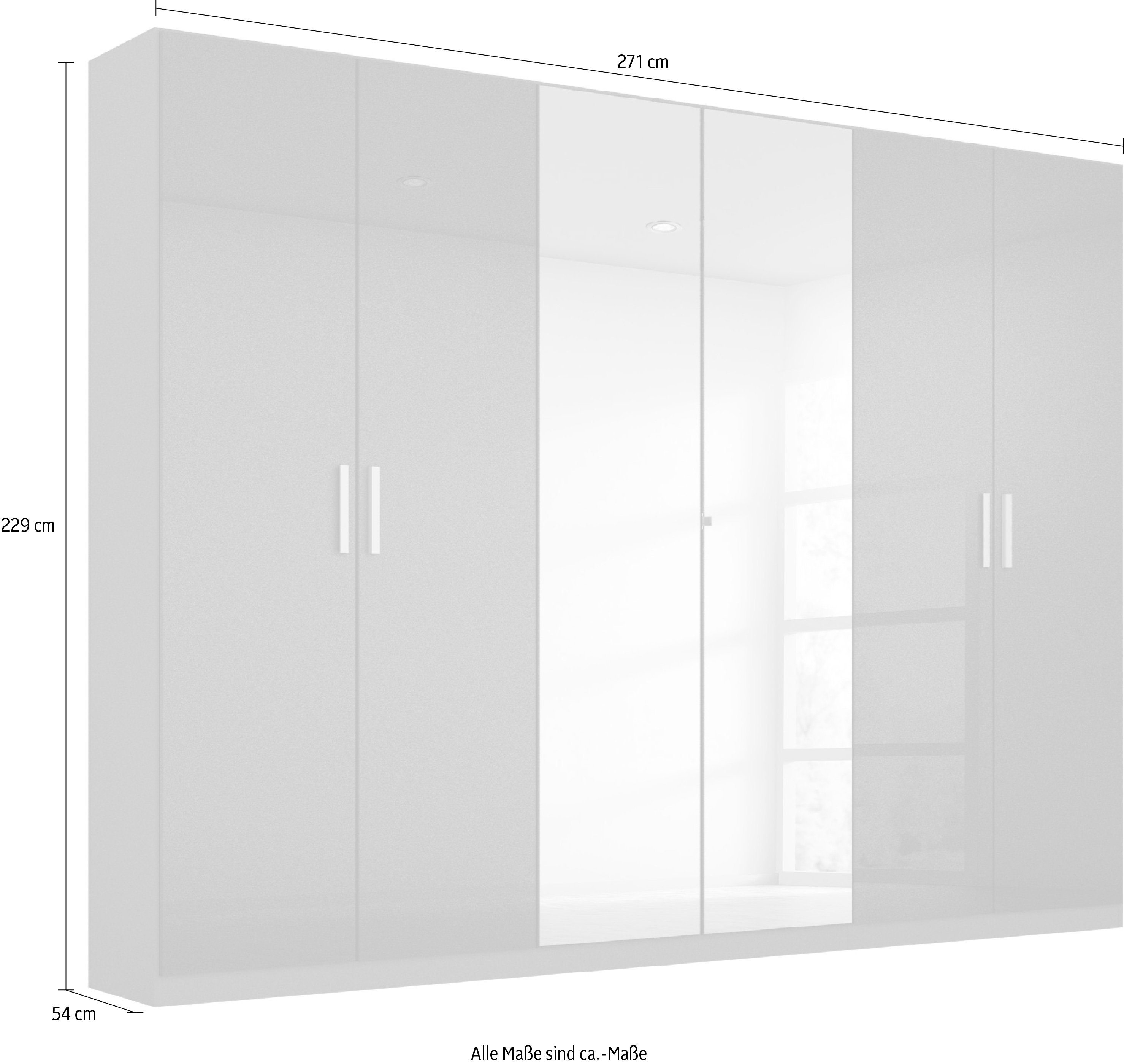 rauch Draaideurkast Koluna Hoogglansfront met spiegel, inclusief 2 lades en extra planken