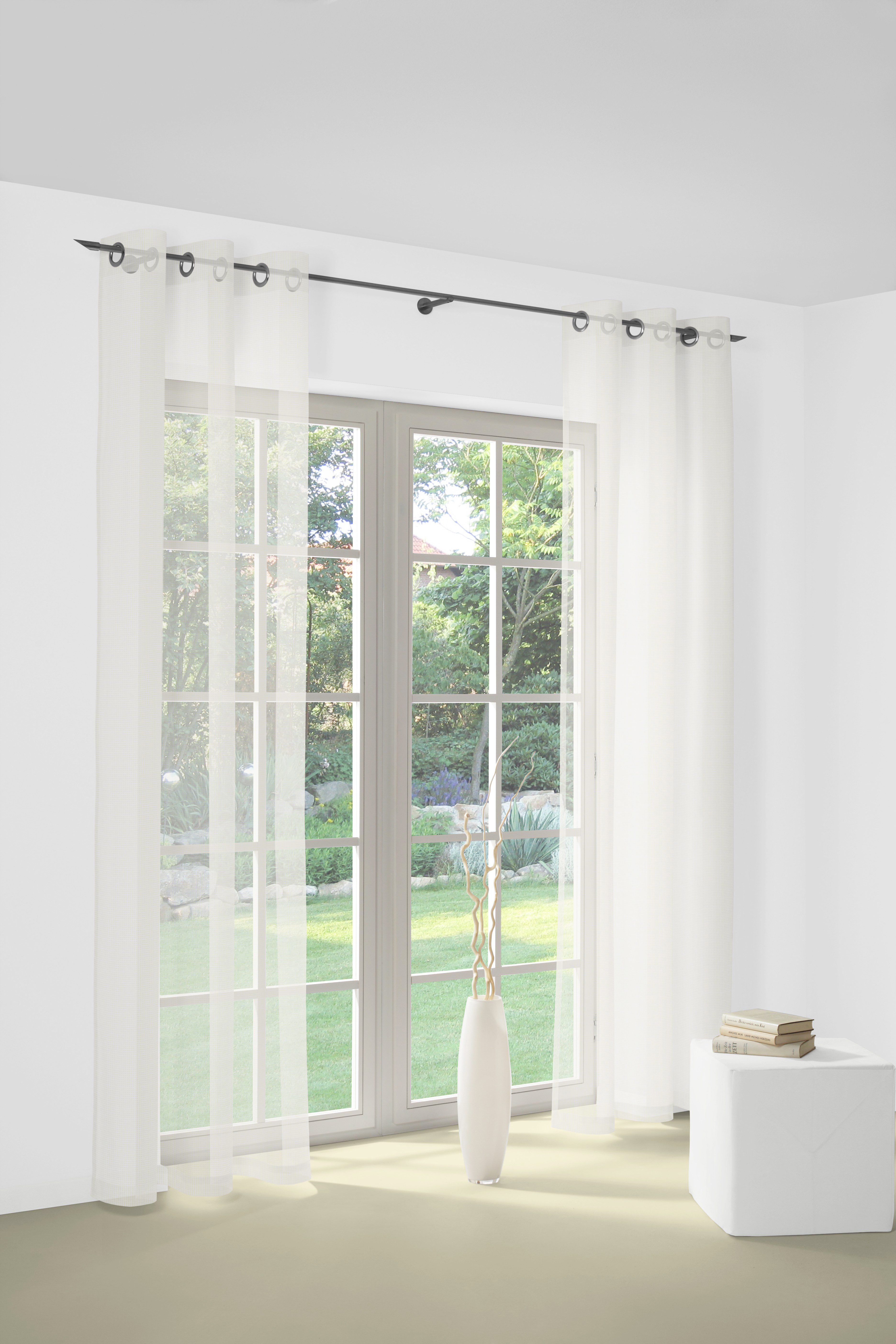 Wirth Gordijn BETTINA Kant-en-klaar gordijn met metalen ogen op maat (1 stuk) kant & klaar gordijnen maat 550 cm x 125 cm