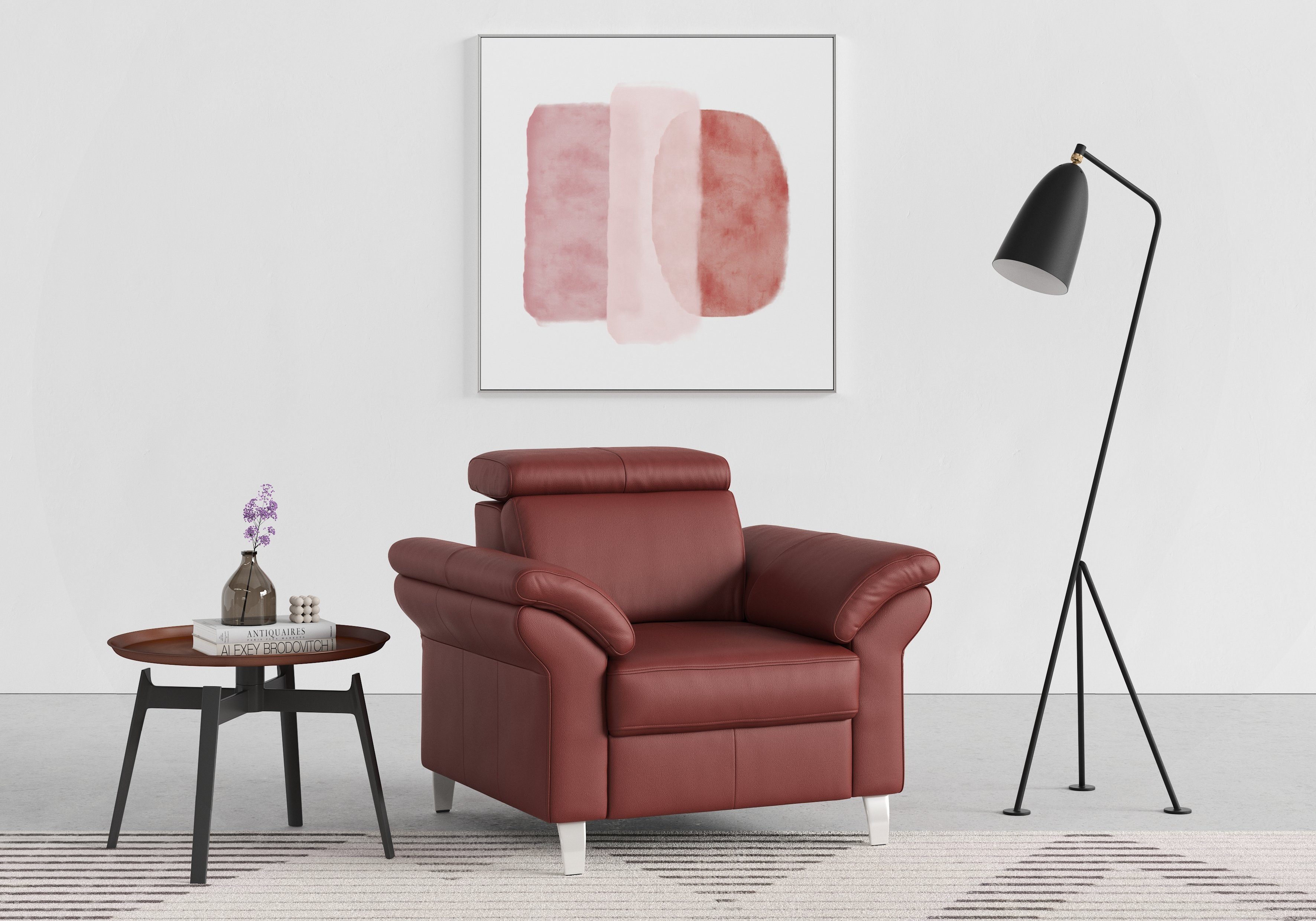 sit&more Fauteuil Arngast met binnenvering en verstelbare hoofdsteun fauteuils rood