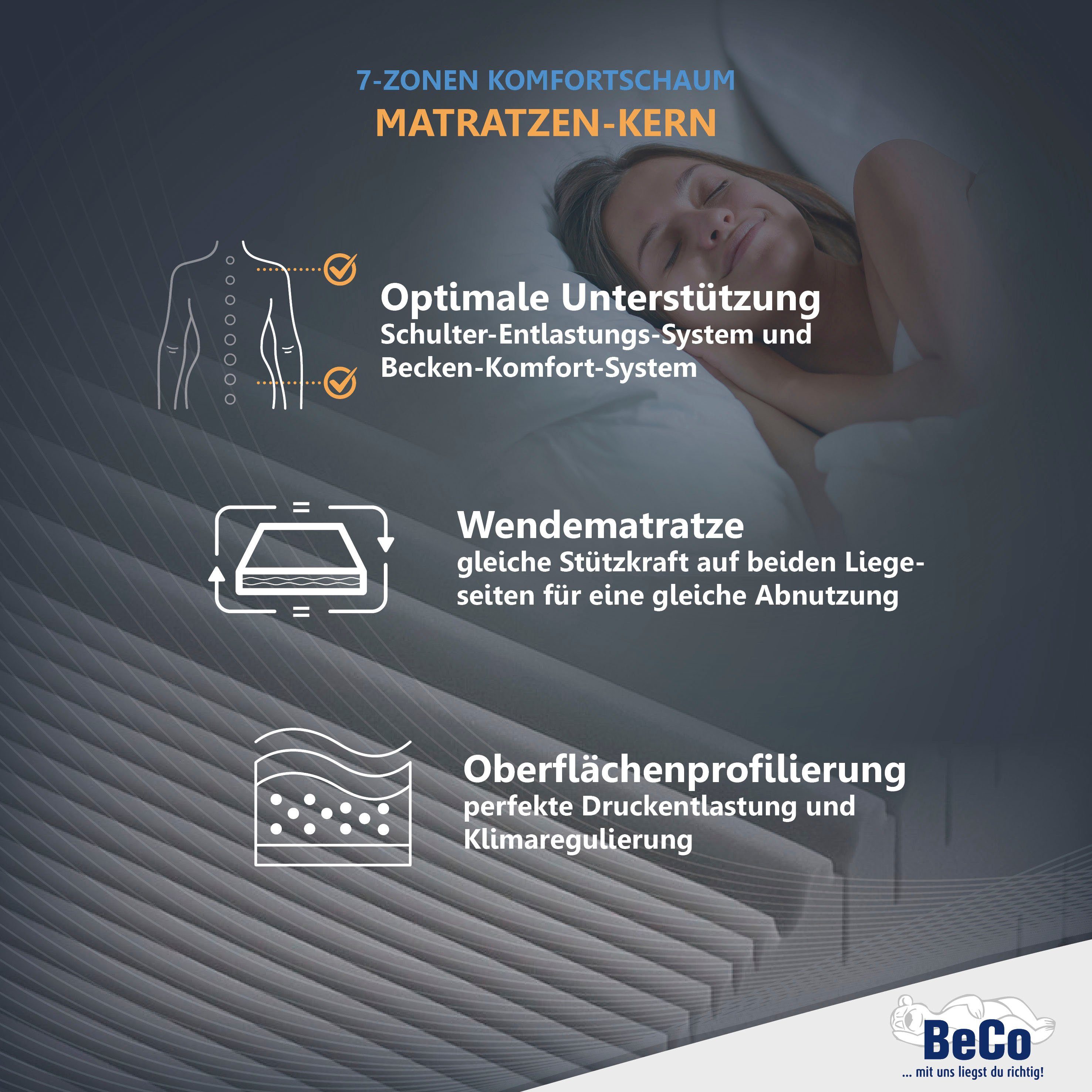 Beco Comfortschuimmatras Matras Selection MF, matras in 90x200 cm en andere maten hoogte 14 cm