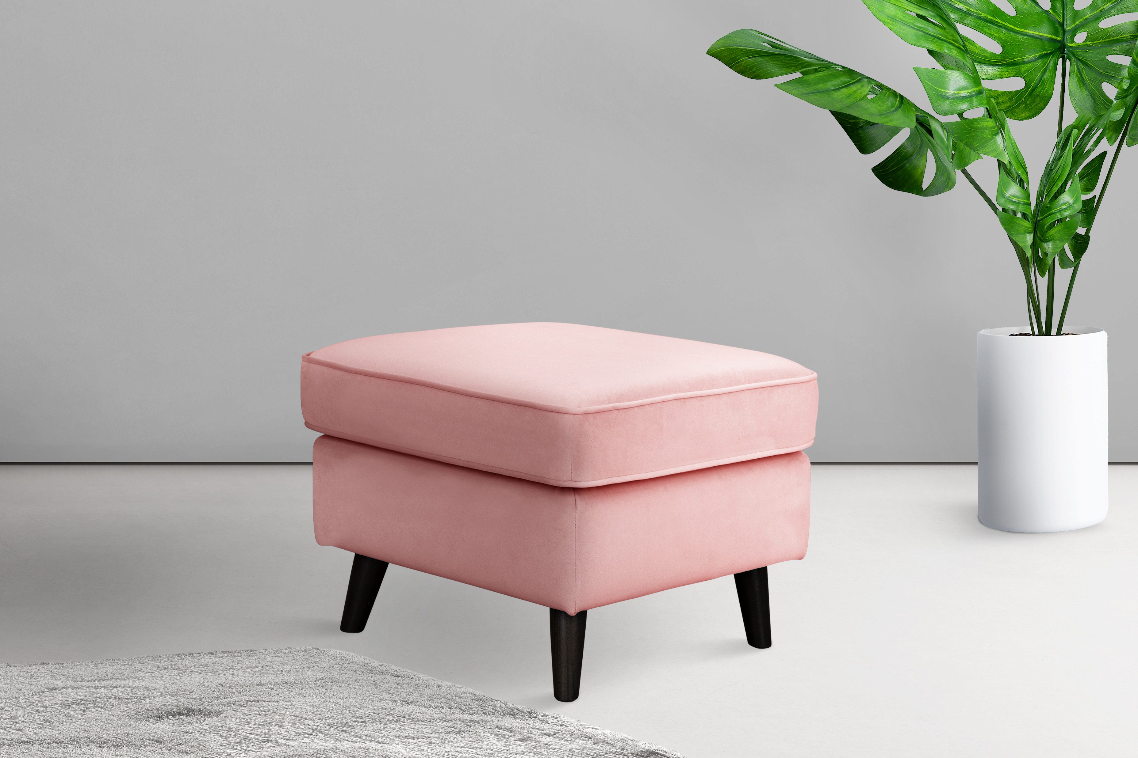 Home affaire Hocker Poef CHISTELLE, ook in bouclé met golfondersteuning, afmetingen: bxdxh: 57x57x46 cm
