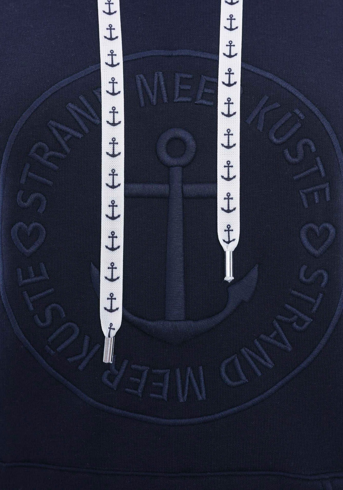 Zwillingsherz Hoodie Strand Zee Kust met capuchon en gelijkkleurig geborduurd anker-motief