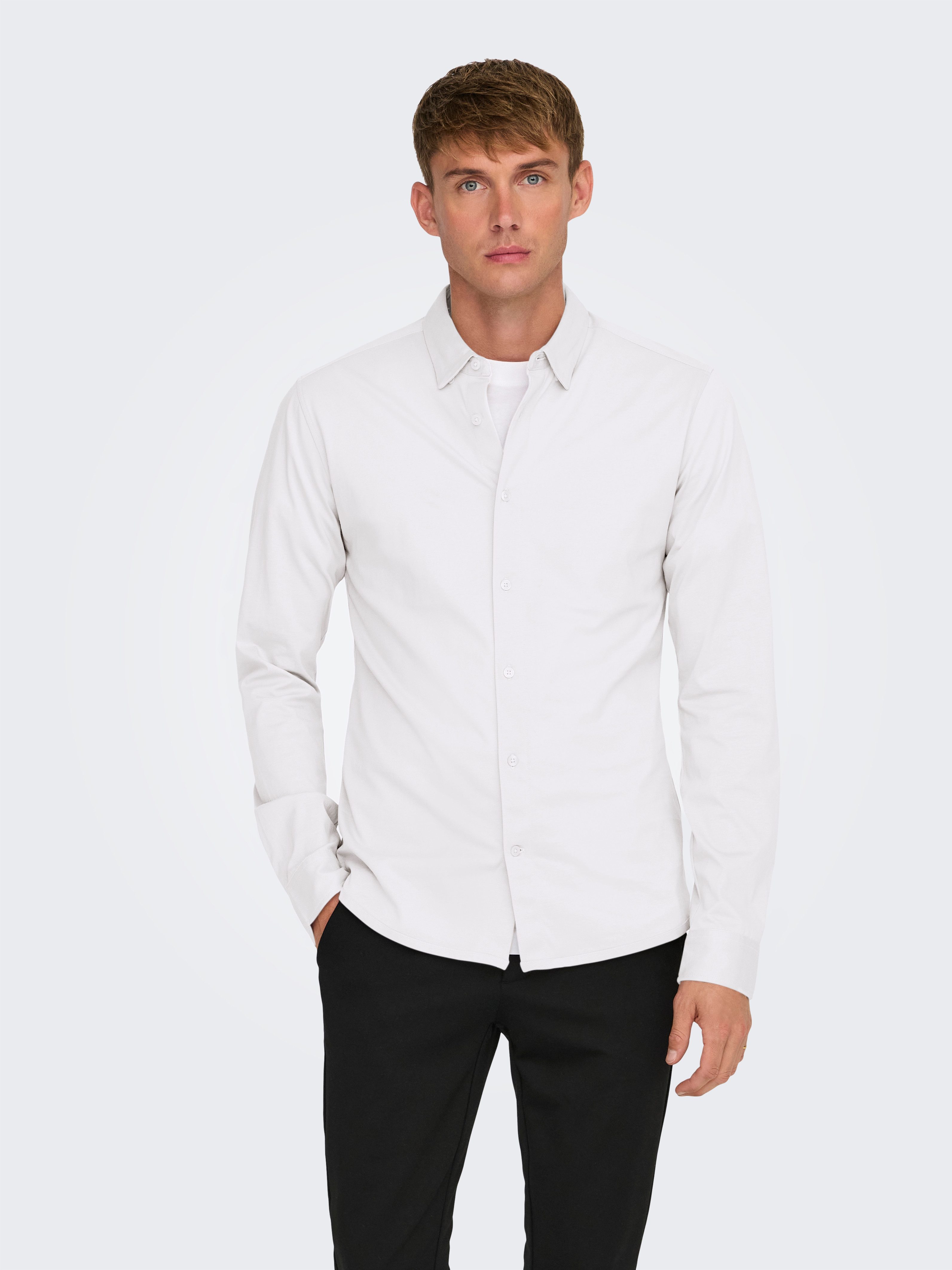 ONLY & SONS Overhemd met lange mouwen ONSROBIN B/U LS STRETCH SHIRT NOOS heren overhemden maat L wit