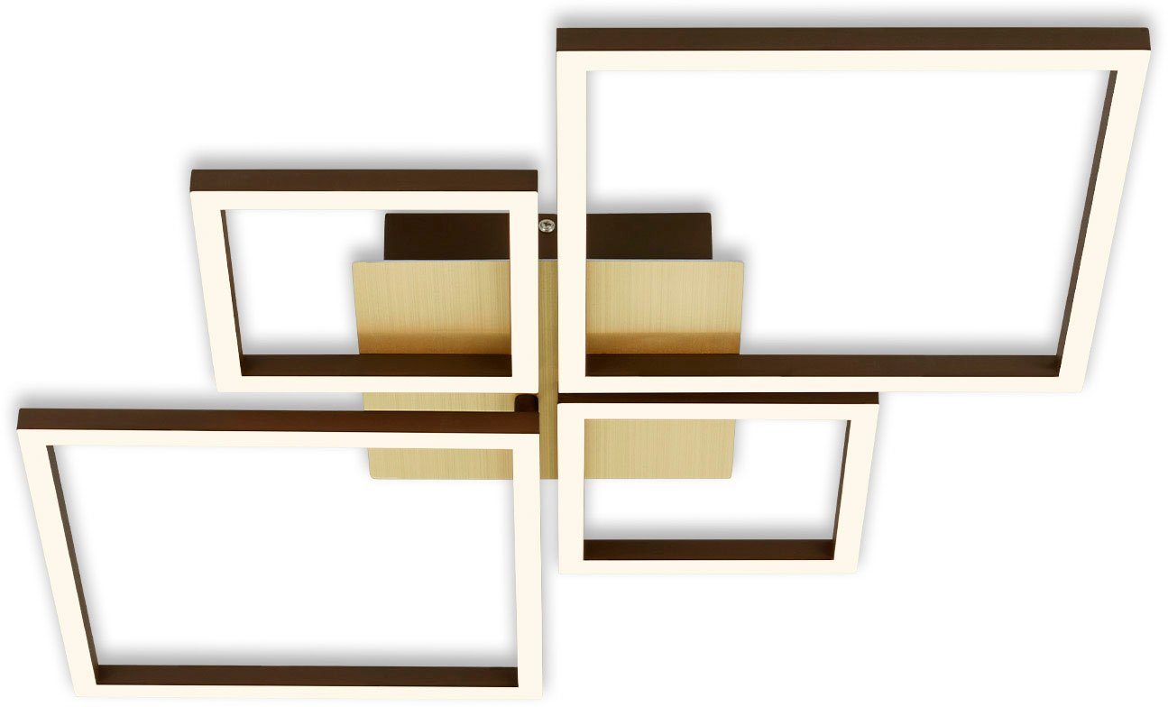Briloner Leuchten Led-plafondlamp 3128017 FRAME Geheugenfunctie, dimbaar, draaibaar, 3000K warmwit, goudkleur-bruin