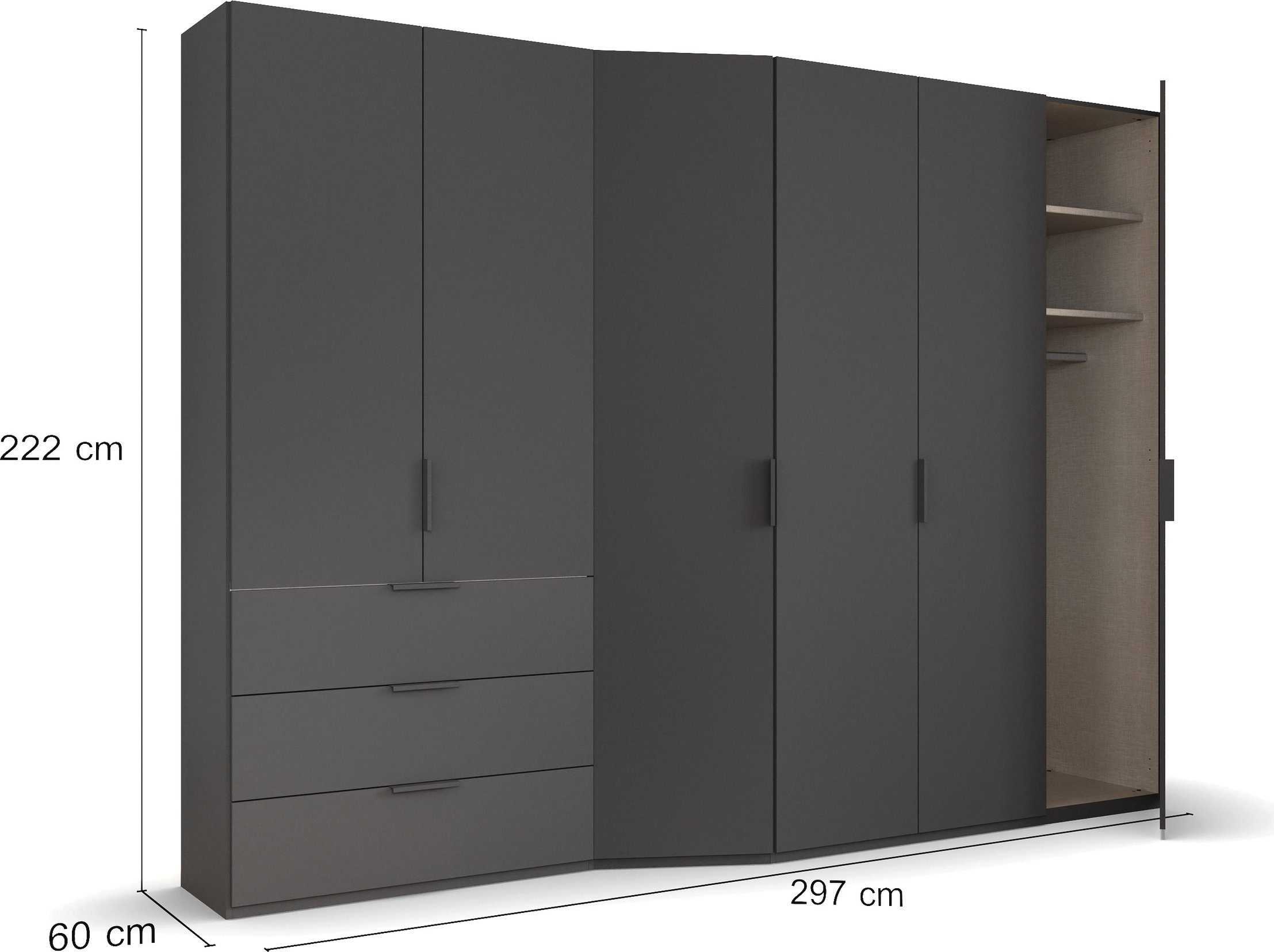 rauch Draaideurkast Kledingkast kast garderobe waskast WAVE in 2 verschillende diepten, met soft-close functie made in germany