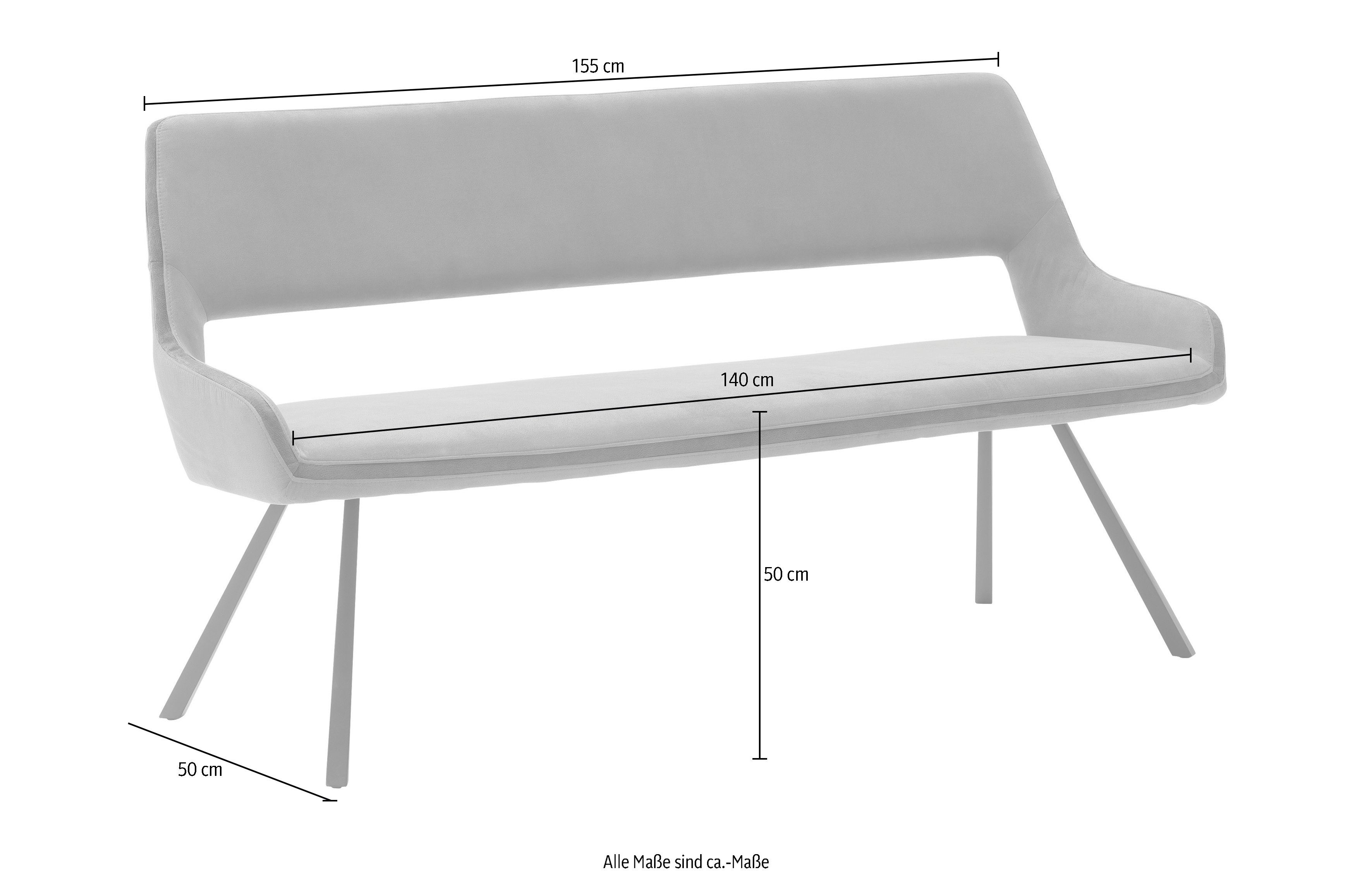 MCA furniture Zitbank Bayonne tot 280 kg belastbaar, zithoogte 50 cm, naar keuze 155 cm-175 cm breedte
