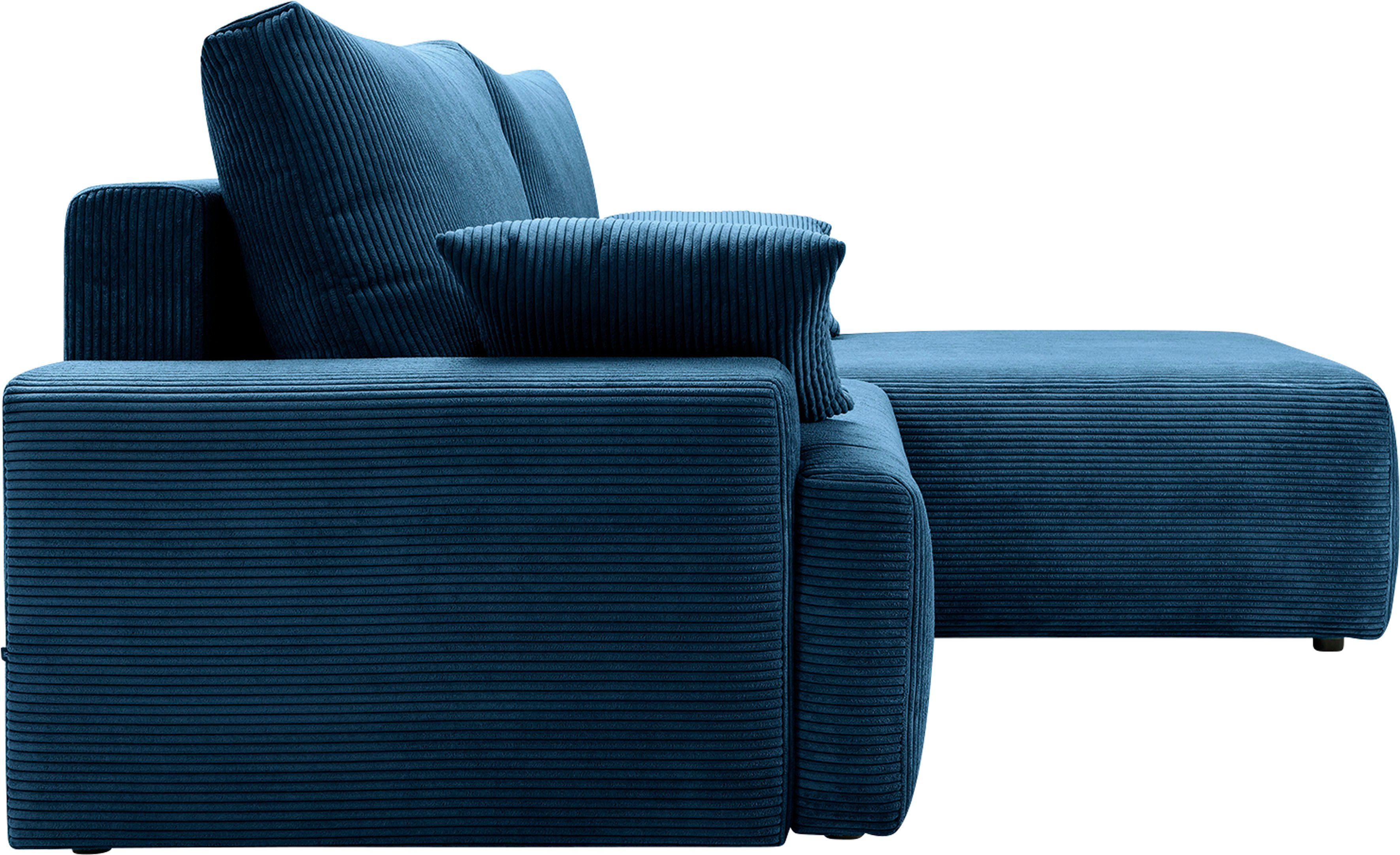 exxpo - sofa fashion Hoekbank Orinoko, actueel design en hoog zitcomfort, L-vorm inclusief bedfunctie en bedlade, mooie kleuren in trendy cord