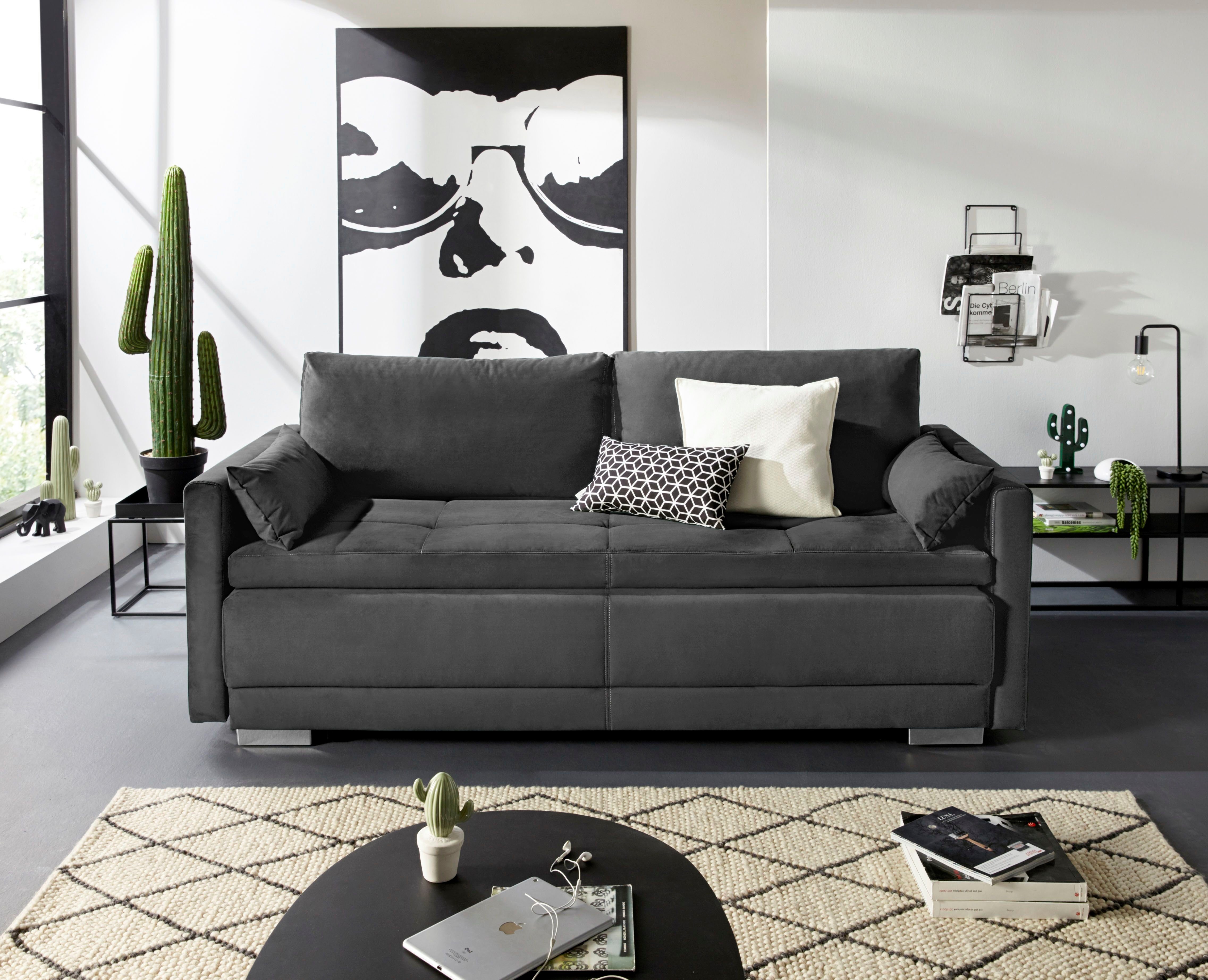 INOSIGN Slaapbank Berlin met boxspringopbouw, slaapfunctie & bedkist, bank met bedfunctie