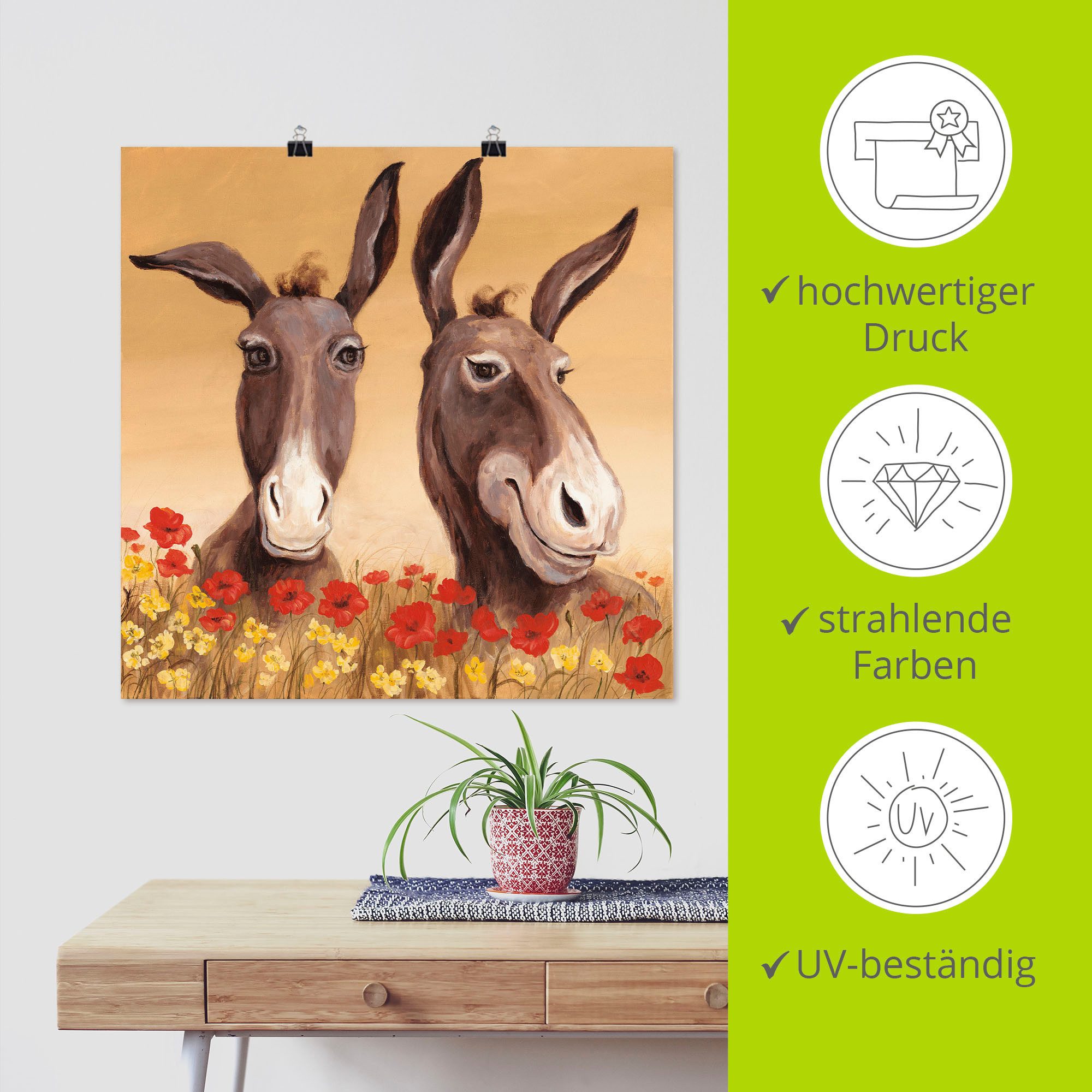 Artland Artprint Ezel als artprint van aluminium, artprint voor buiten, artprint op linnen, poster, muursticker