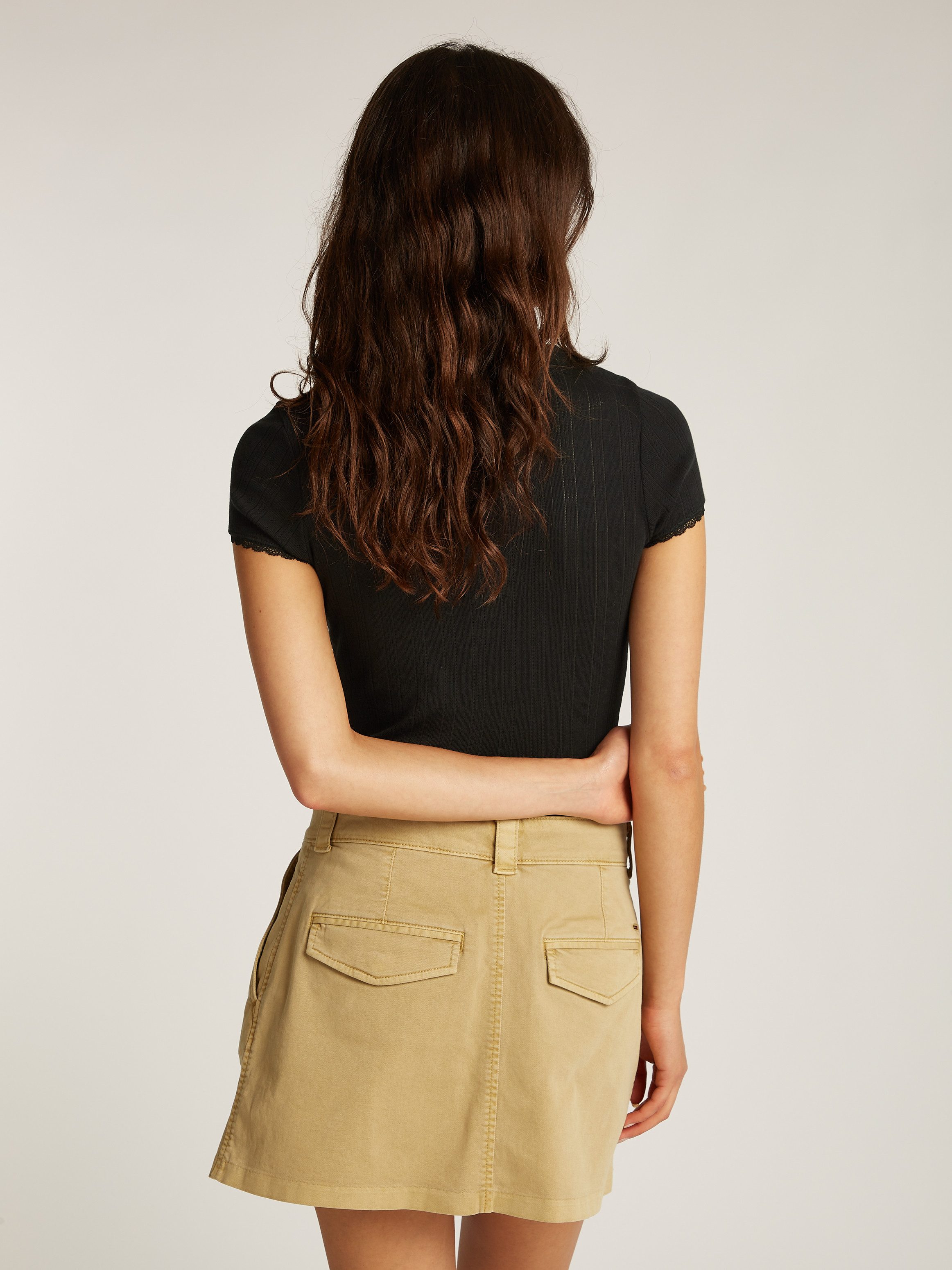 TOMMY JEANS T-shirt TJW SLIM POINTELLE RIB TEE