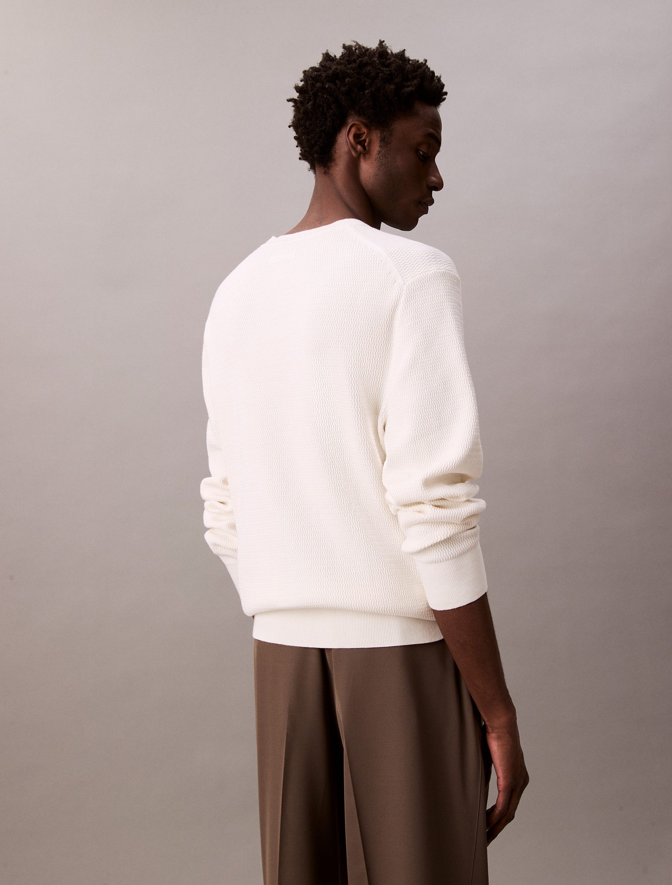 Calvin Klein Gebreide trui LS TXTR CTTN CRWNK S