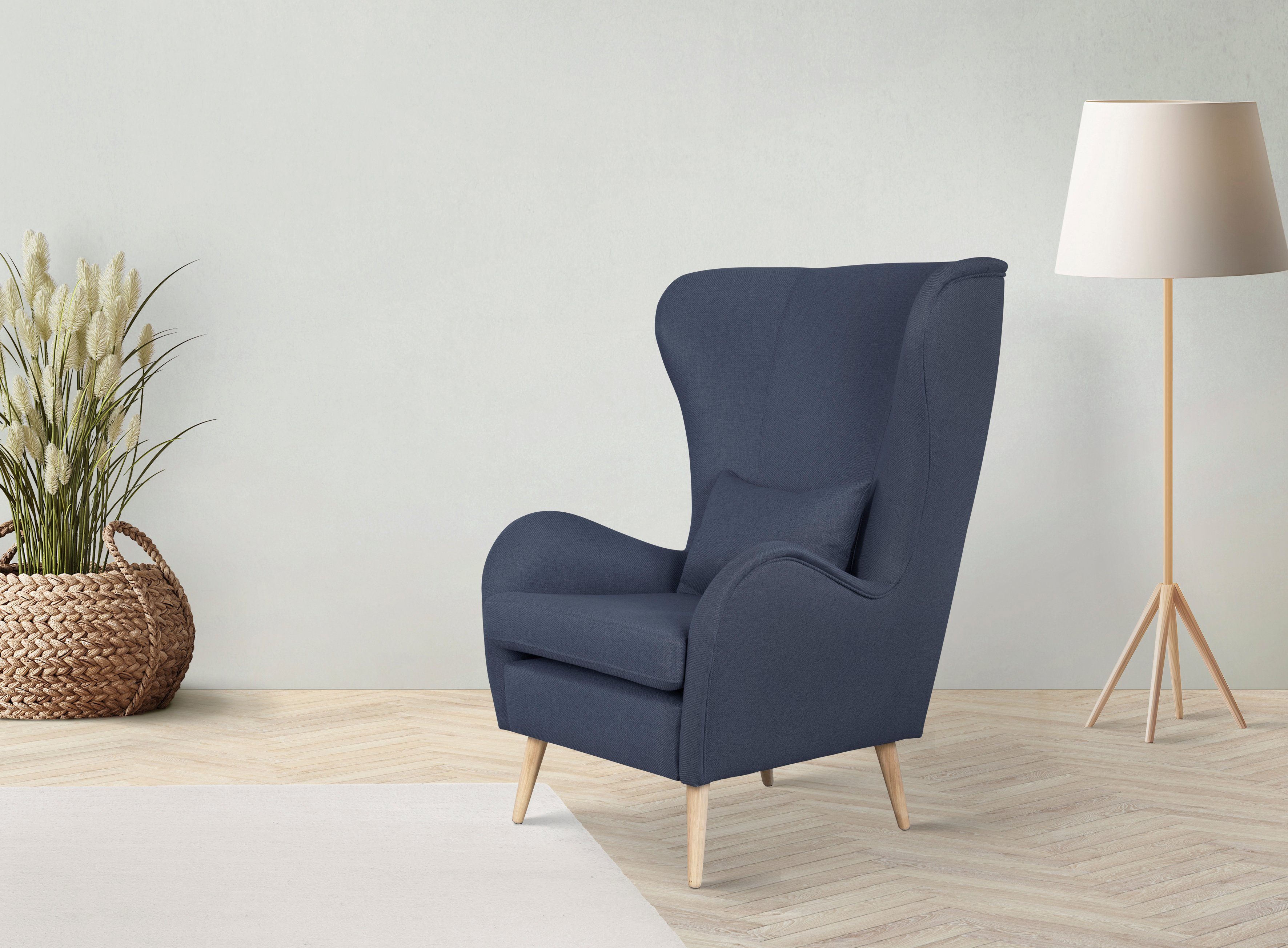 Guido Maria Kretschmer Home&Living Fauteuil Charles oorfauteuil groot en gezellig in een modern design fauteuils blauw