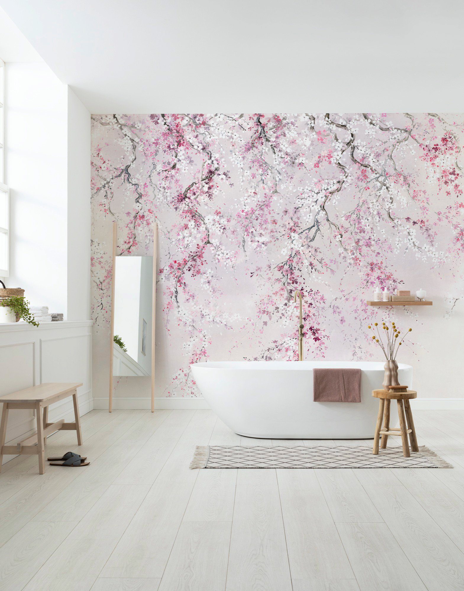 Komar Vliesbehang Digitale print vlies - Kirschblüten - Afmeting 300 x 280 cm