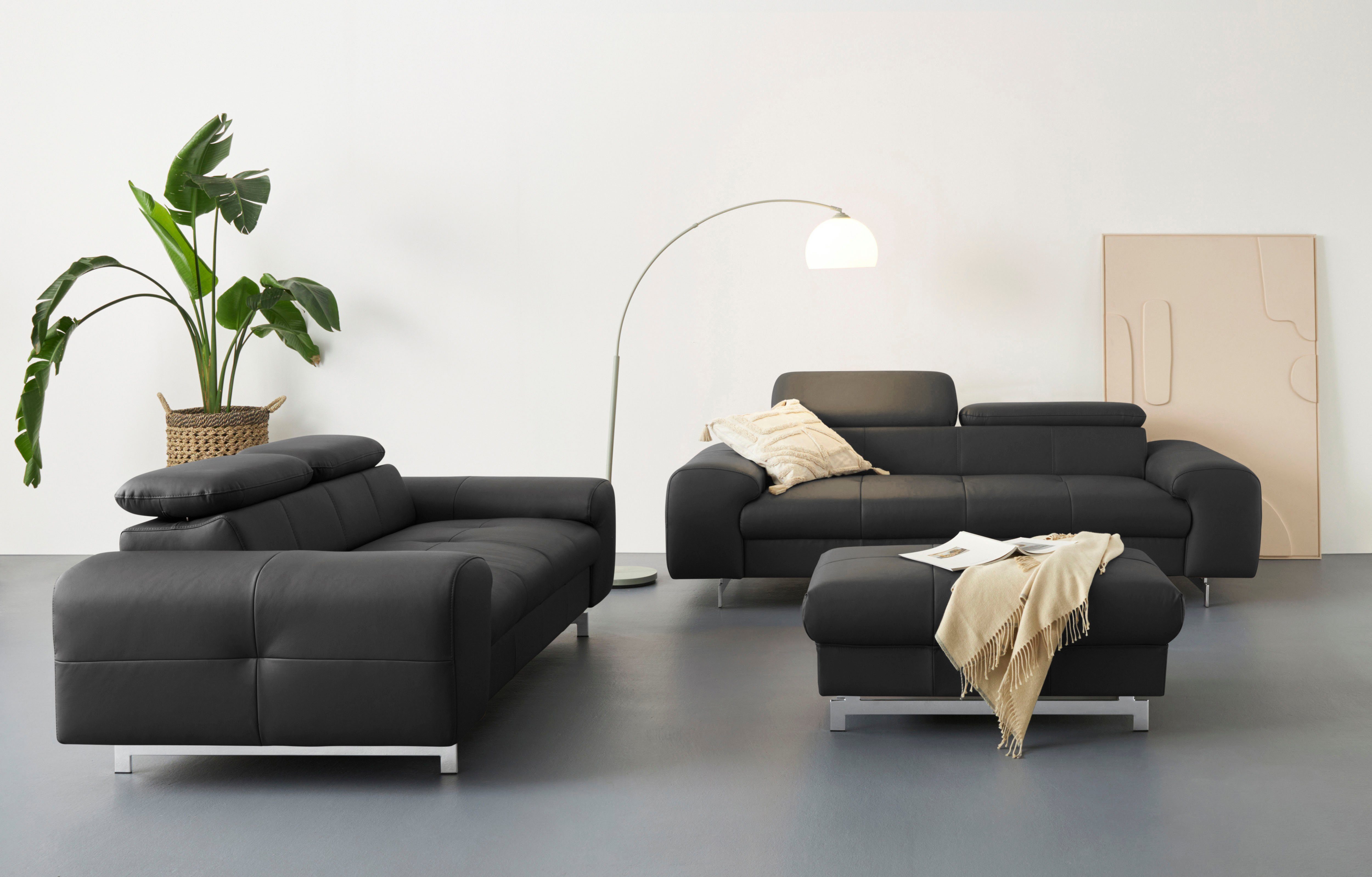 COTTA 3-zitsbank Chef Big-sofa met verstelbare rugleuning, elegante metalen poten