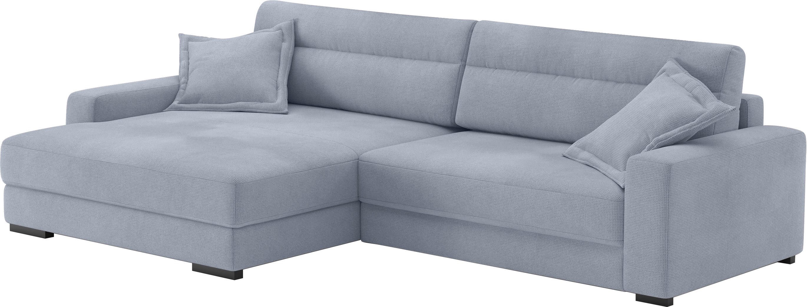 Mr. Couch Hoekbank Marcello DuraFlex L-vorm EasyBett, bedbox, koudschuimvering, tot 140 kg belastbaar blauw, hoekbanken, Bettfunktion rechts-Recamiere