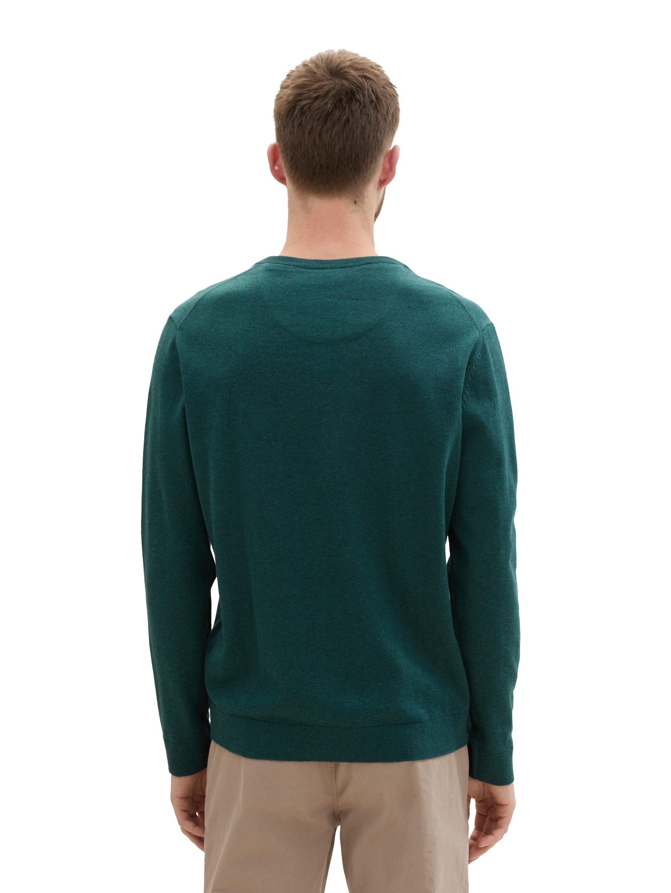Tom Tailor Trui met V-hals met klein logoborduursel