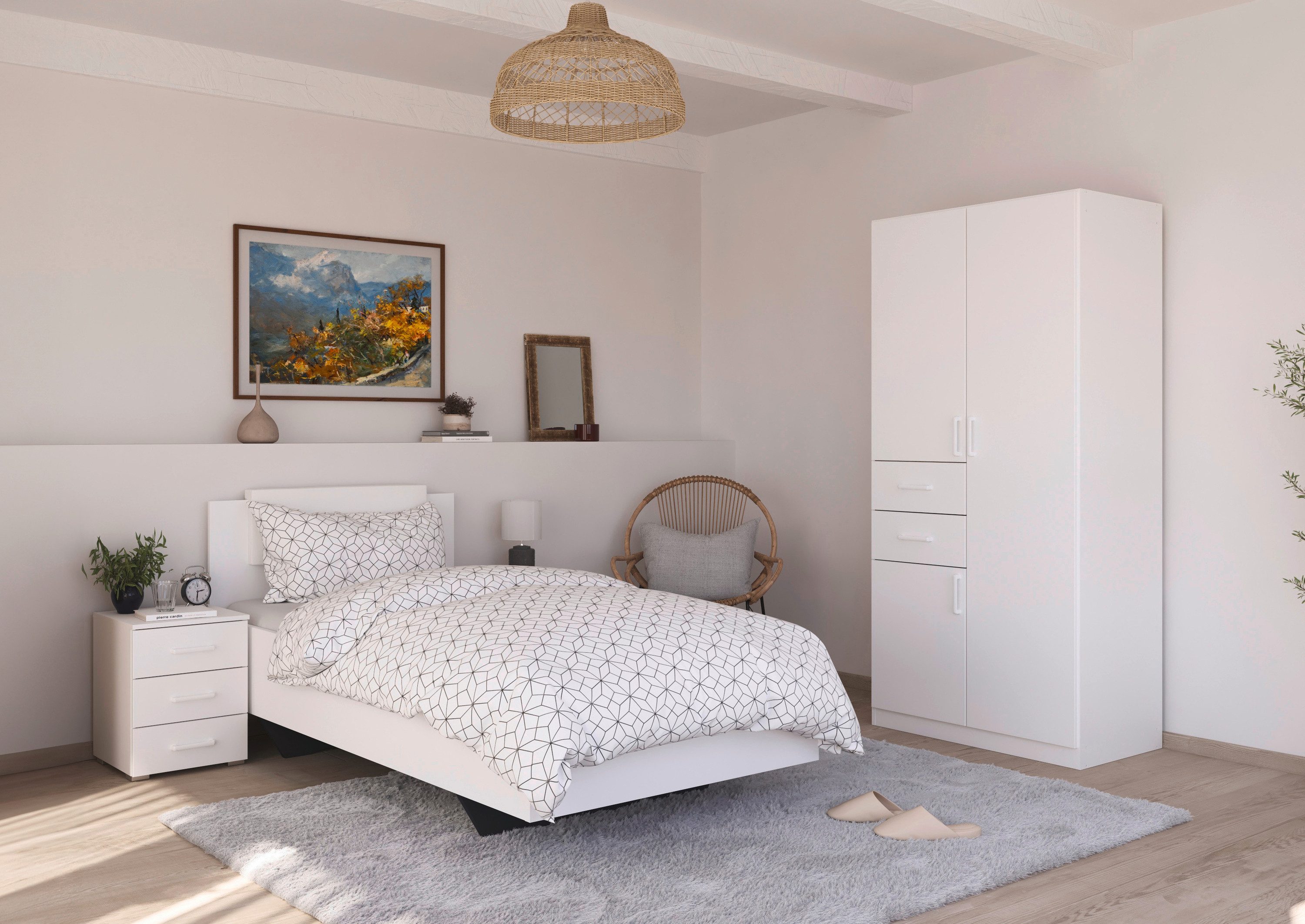 rauch Slaapkamerserie Compleet kamer compleet slaapkamer set (3-delig) MAIKA Kast 3 breedtes, 2 hoogtes, bed 100 cm, nachtkastje MADE IN GERMANY (set, 3-delig)