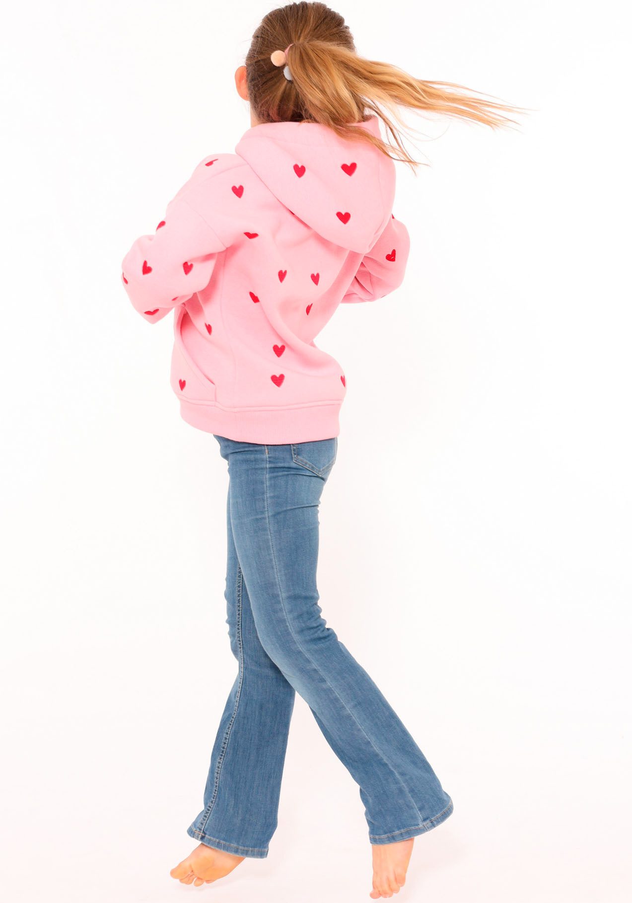 Zwillingsherz Hoodie Hearts Kids met geborduurde harten allover voor meisjes
