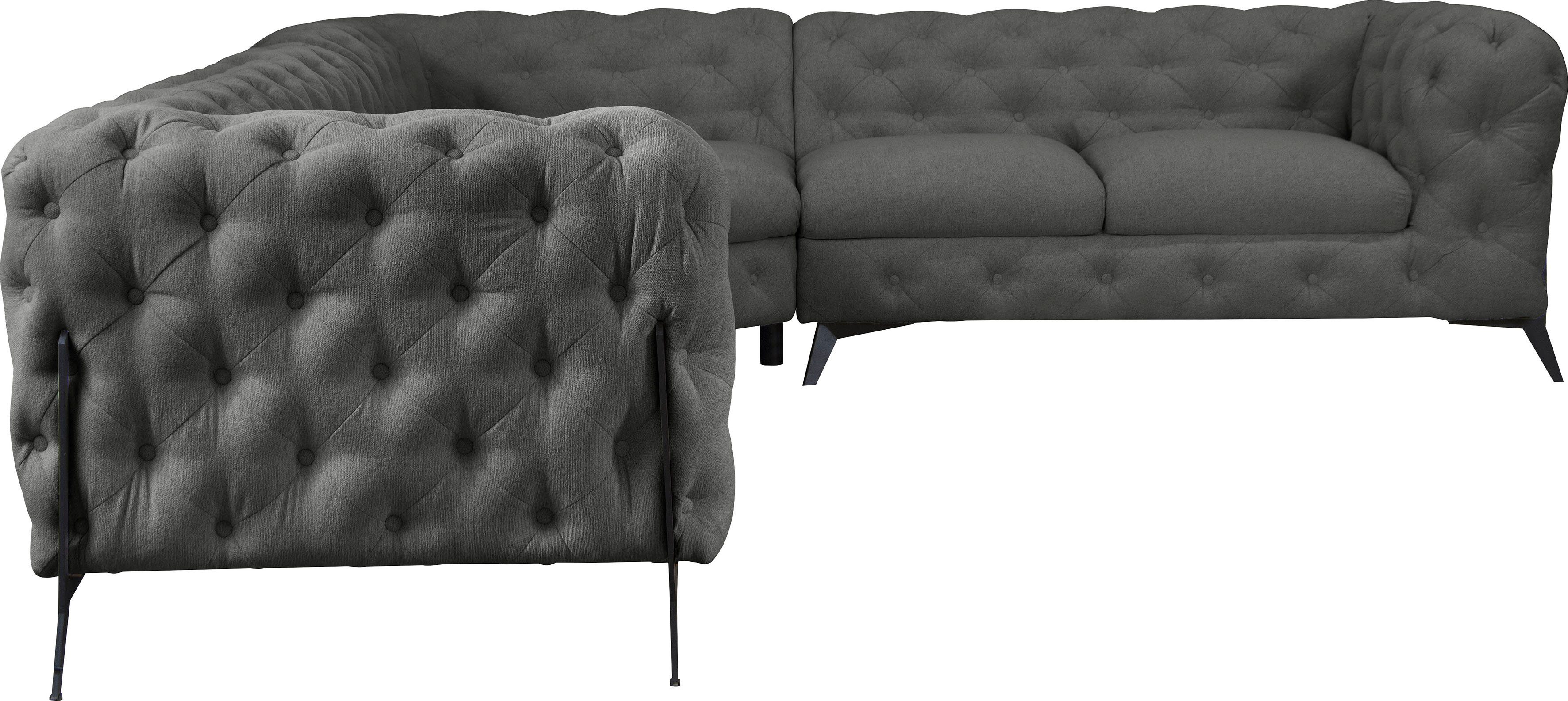 Leonique Chesterfield-bank Amaury L-vorm grote hoekbank, chesterfield-look, breedte 323 cm, kleur van de poten ter keuze