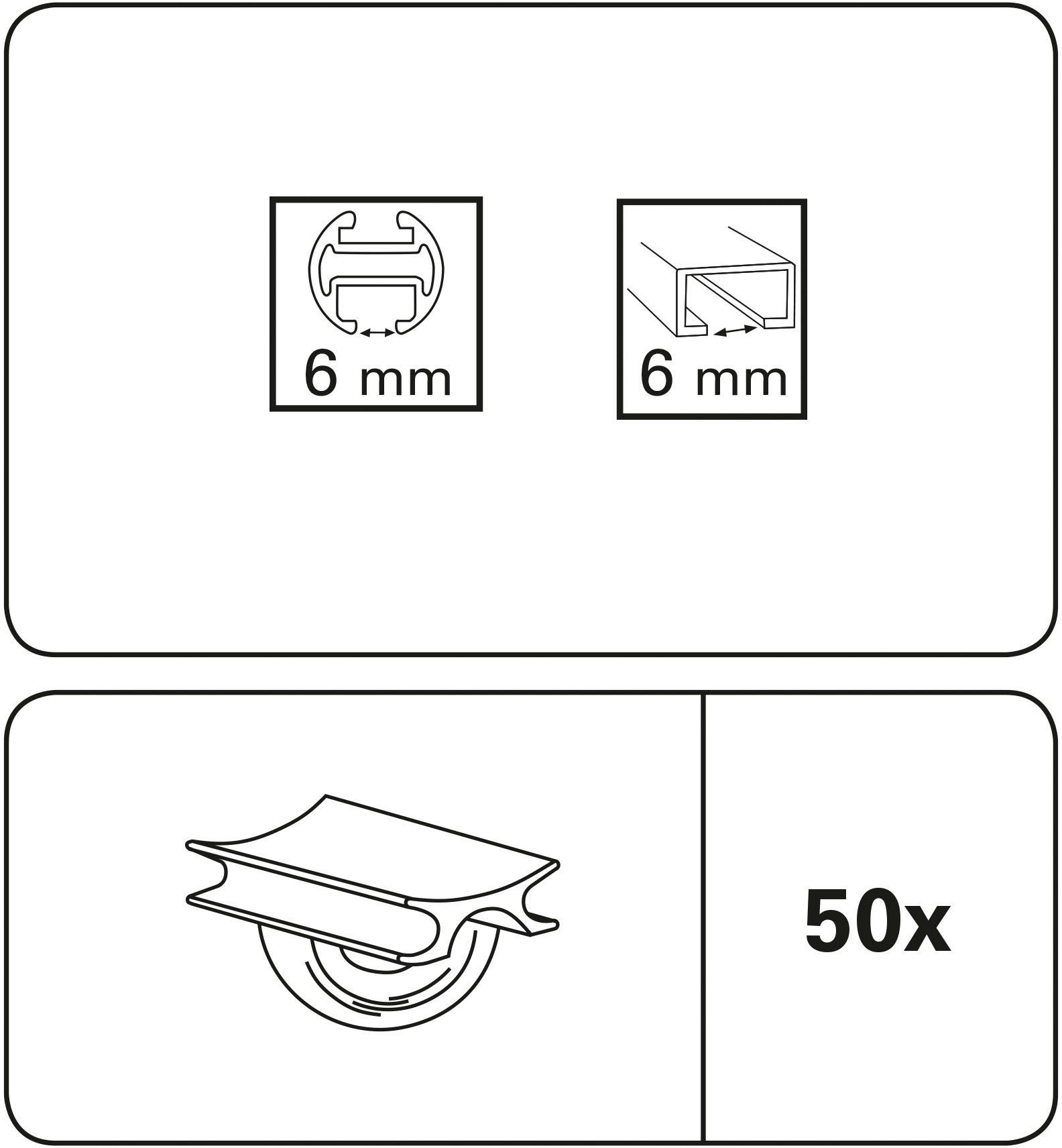 GARDINIA Gordijngeleider Dwarsstang-runner maxi Serie aluminium-VHS set (50 stuks)
