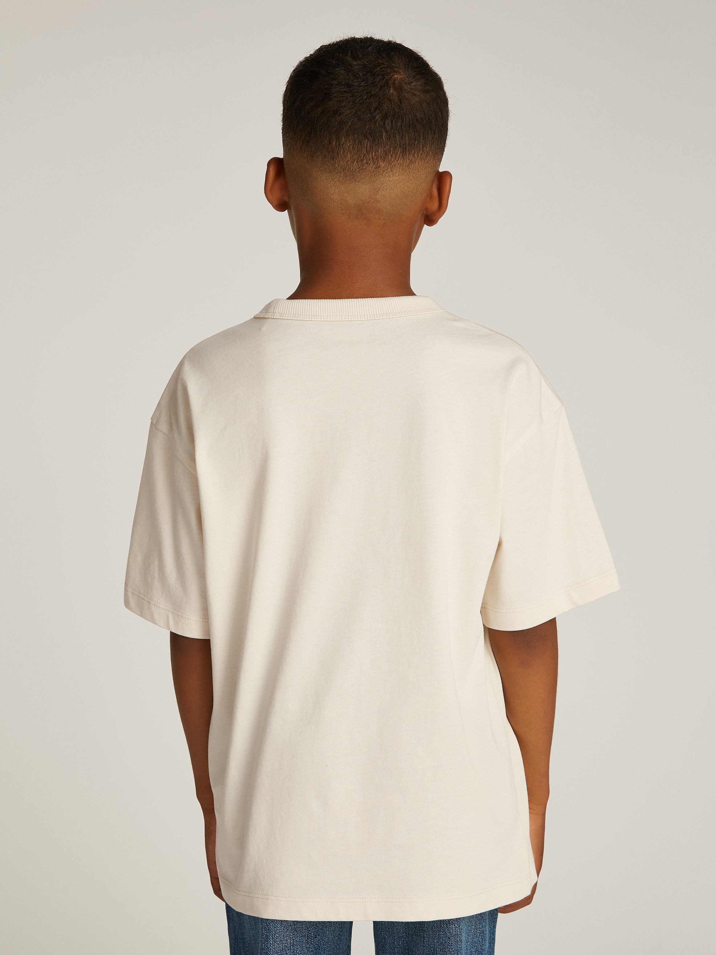 Calvin Klein Shirt met ronde hals LARGE SHIFTED CK SS T-SHIRT voor kinderen tot 16 jaar met logo-opdruk