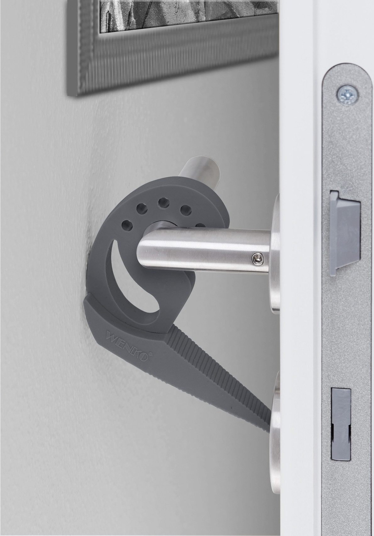 WENKO Raamstopper Model Multi-STOP® antraciet Klembeveiliging, deurstopper van kunststof (set, 4 stuks)