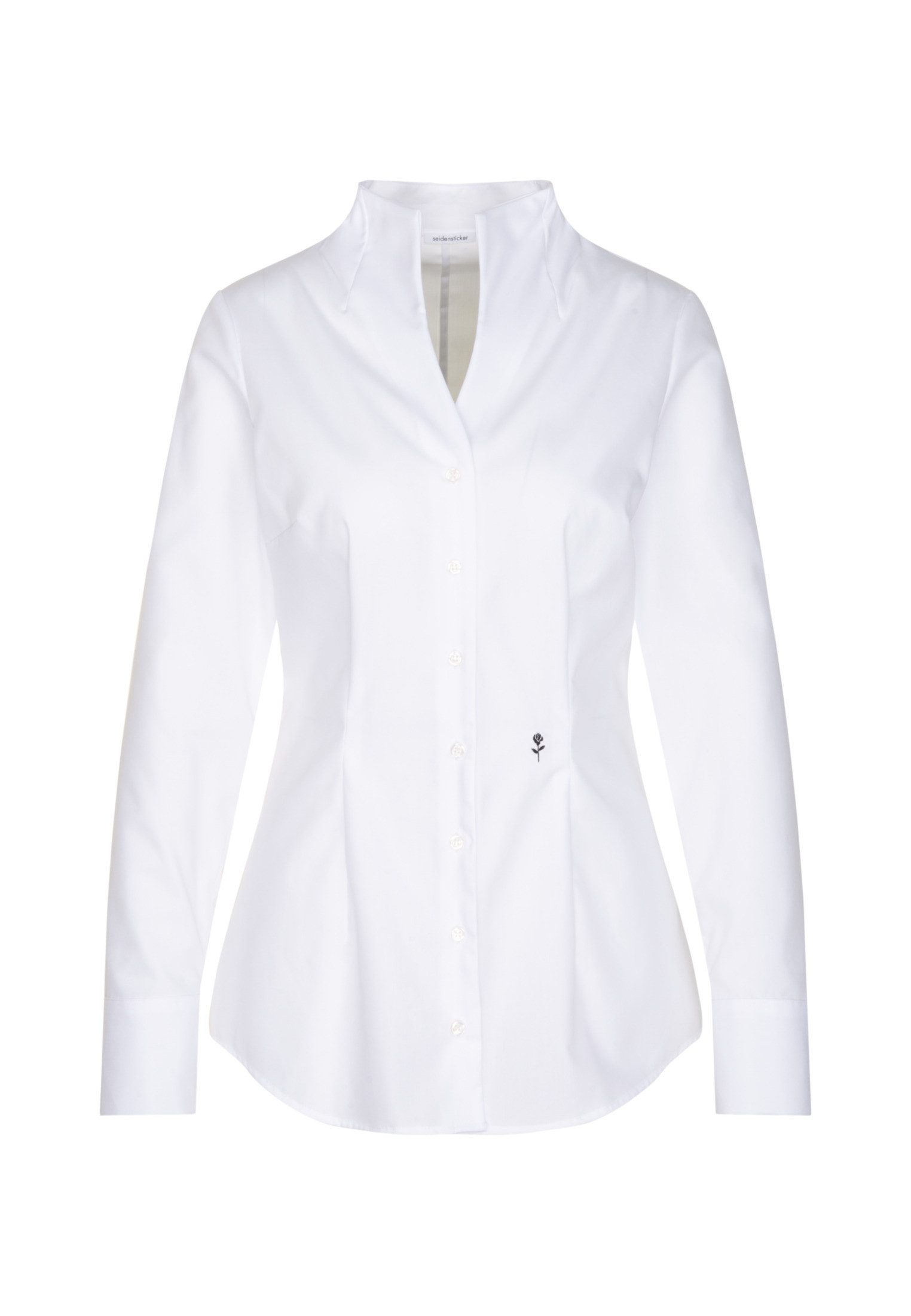 seidensticker Klassieke blouse Zwarte roos Lange mouwen kraag uni
