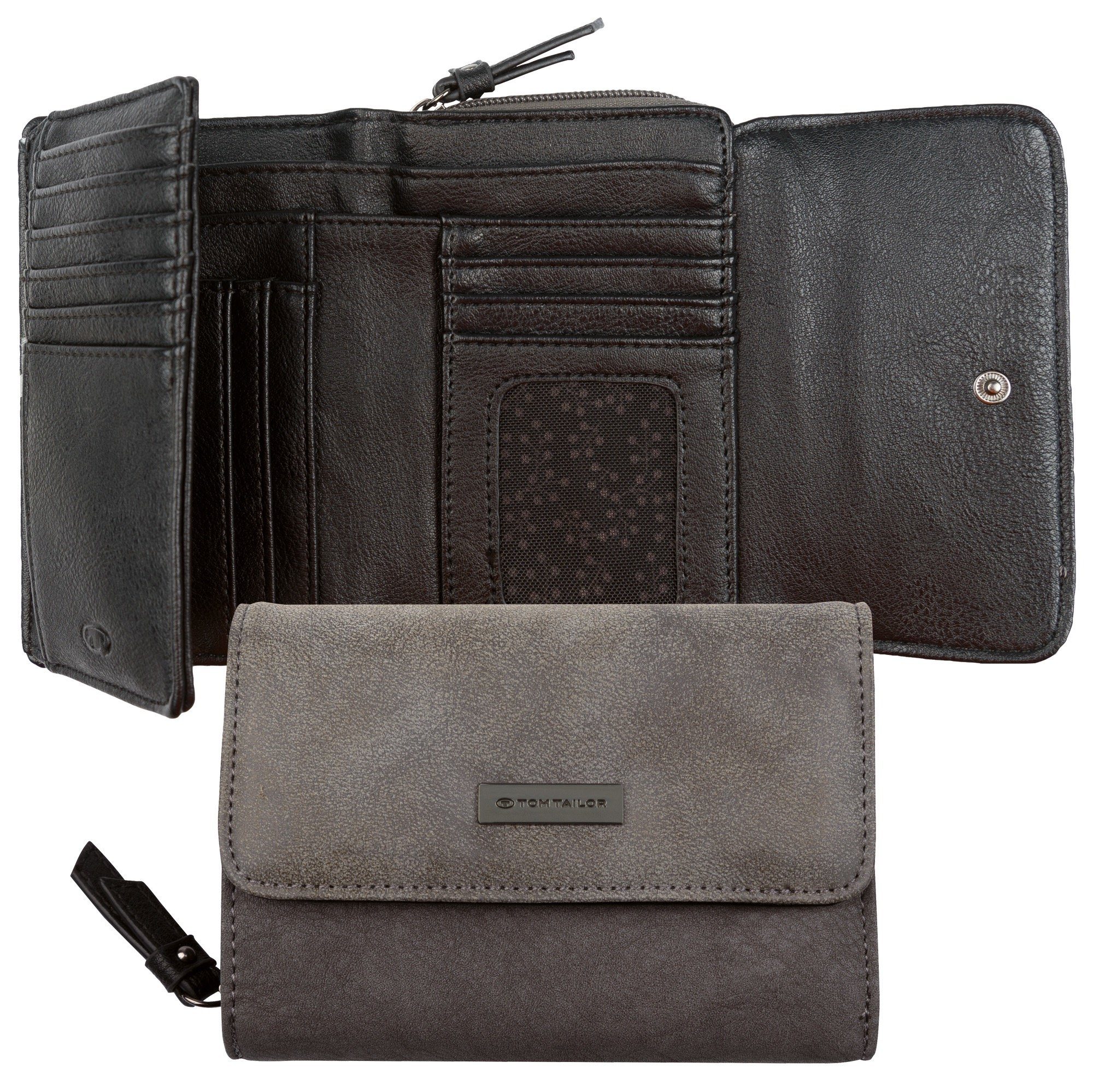 Tom Tailor Portemonnee Elin harmonieuze materiaalmix met licht contrasterende stiksels dames portemonnees grijs