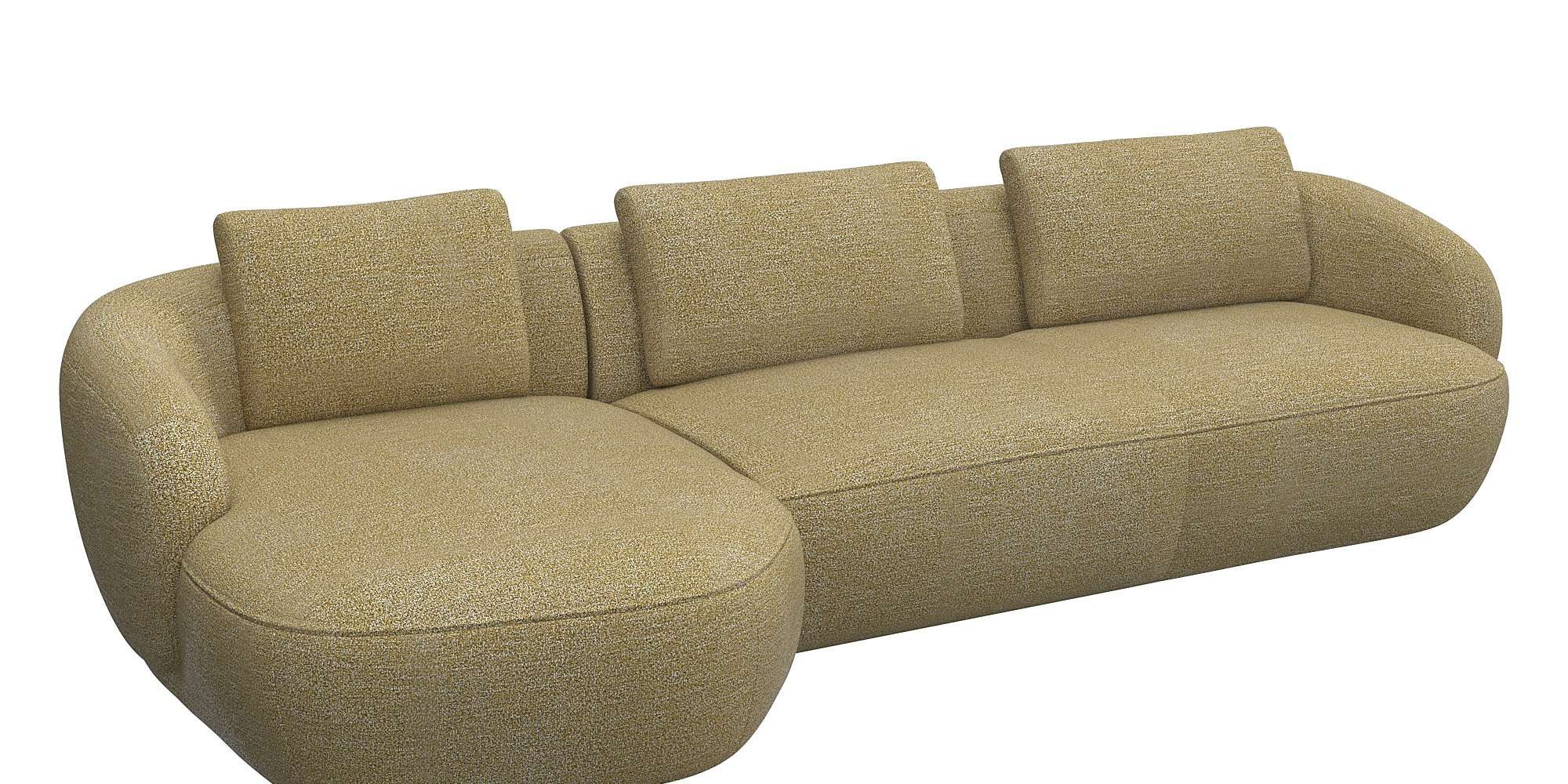 FLEXLUX Zithoek Torino, rond, L-vorm, bankhoek met recamière, longchair-sofa