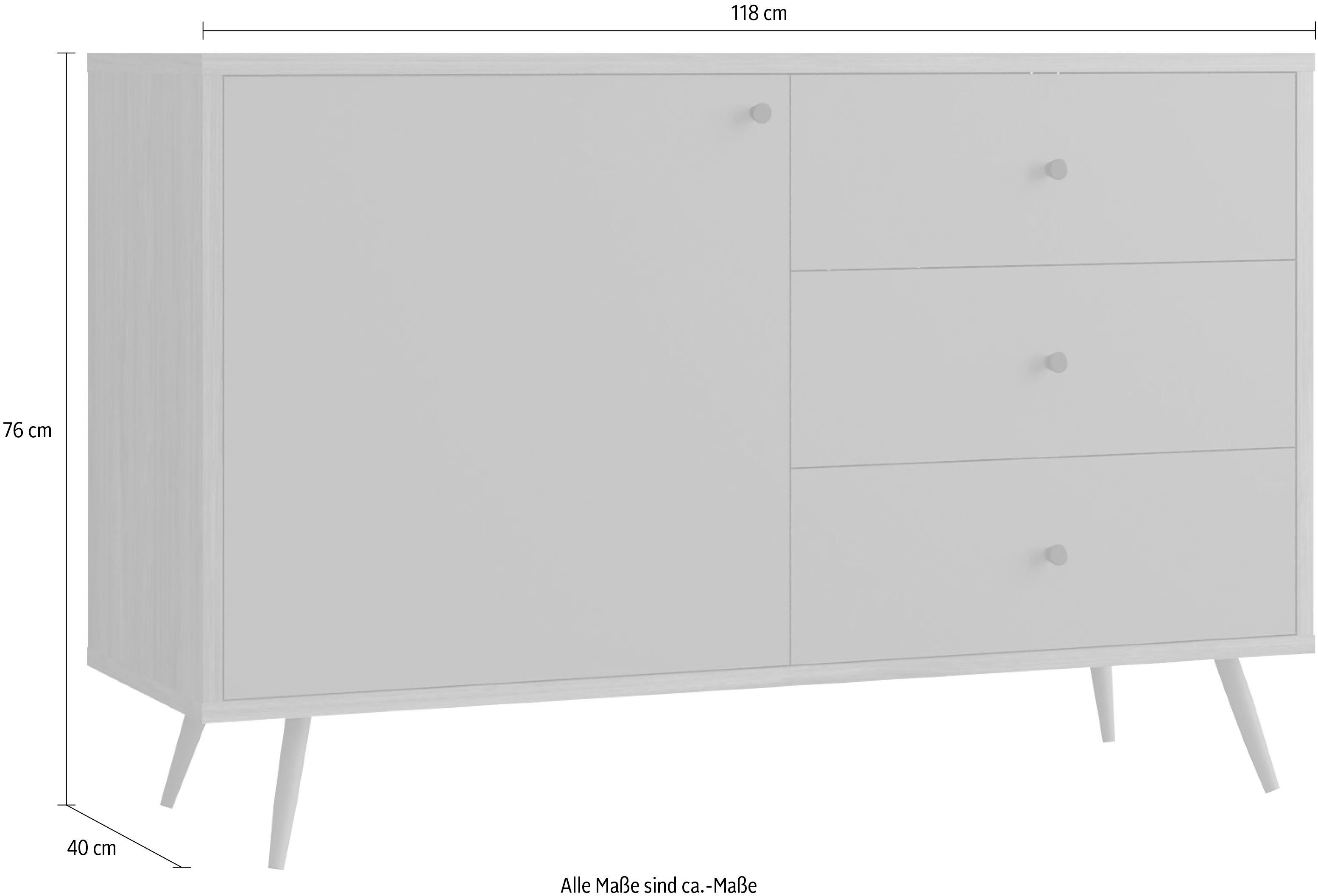 SalesFever Dressoir Kast in moderne kleurencombinatie van walnoot en grijs