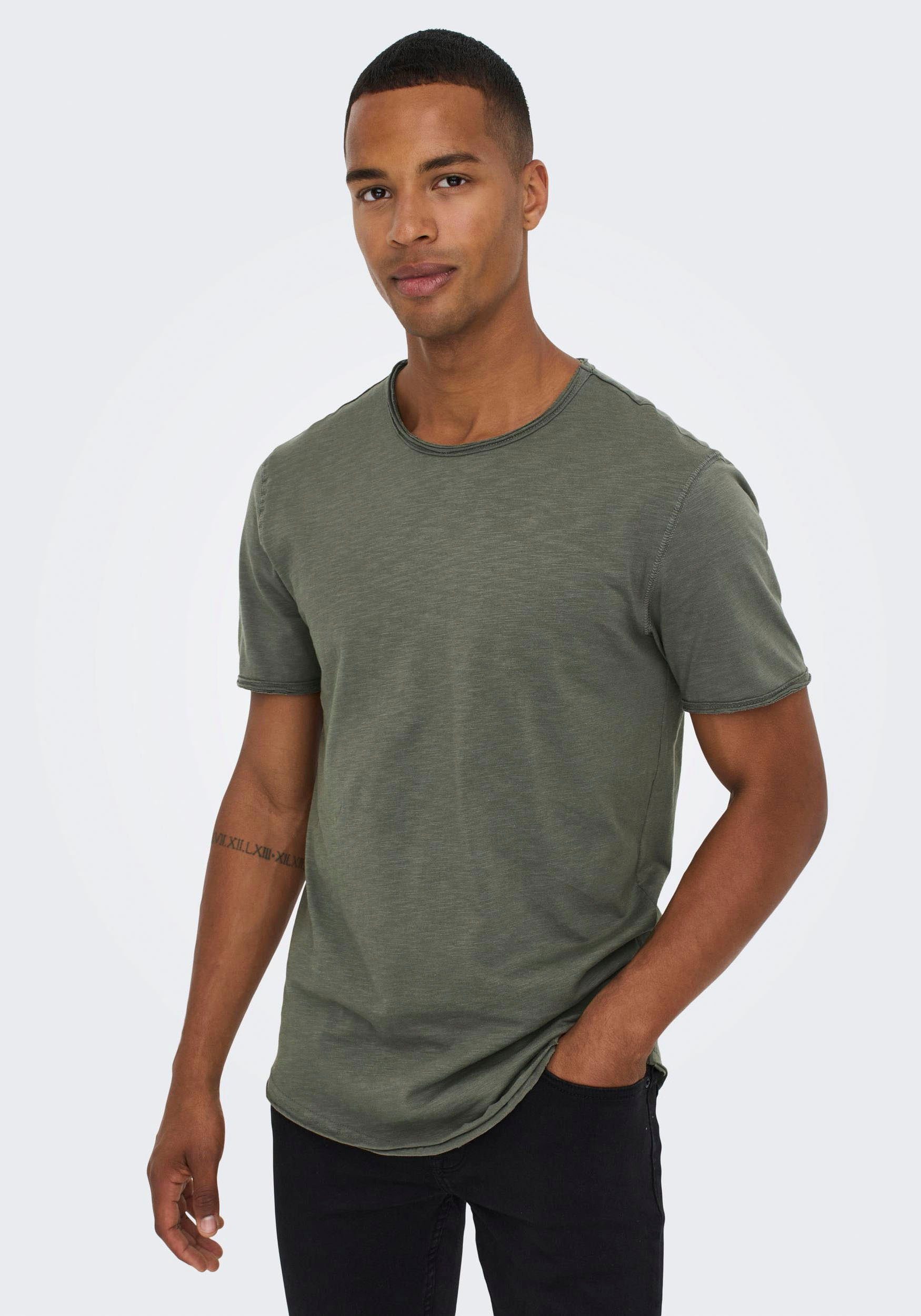 ONLY & SONS Shirt met ronde hals ONSBENNE LONGY SS TEE NF 7822 NOOS
