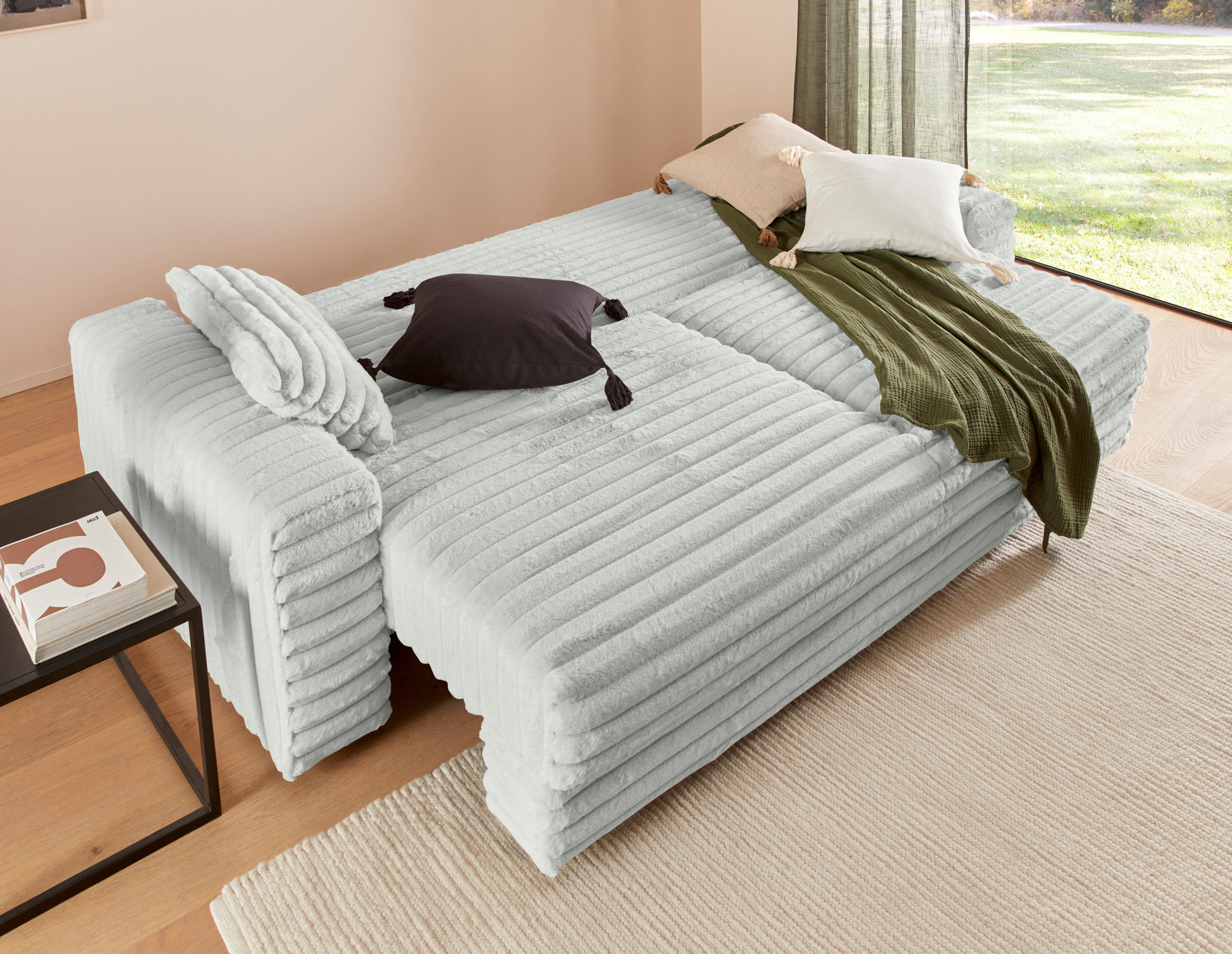 LeGer Home by Lena Gercke Slaapbank Imoga, kussen met slaapfunctie, 3-zits bank, bank met bedlade in moderne kleuren en stoffen, bedfunctie, ligoppervlak: 200x150 cm