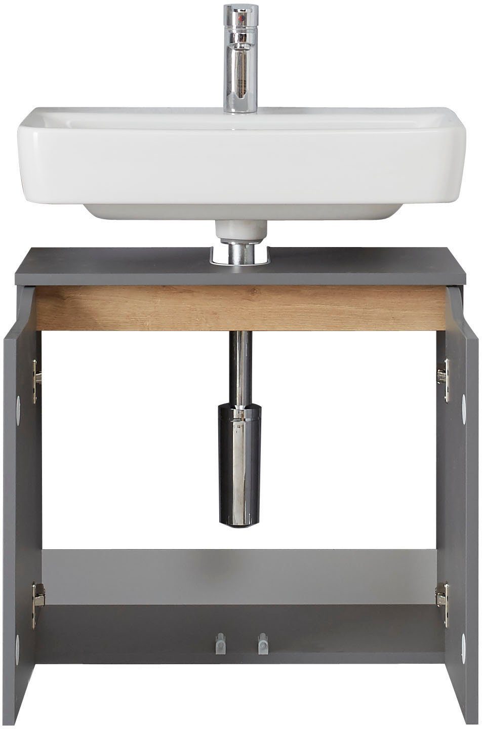 Saphir Badkamerserie Quickset 2-delig, wastafelonderkast met led-spiegel Wastafel 60 cm breed, inclusief deurdemper, 2 deuren, badset (2-delig)