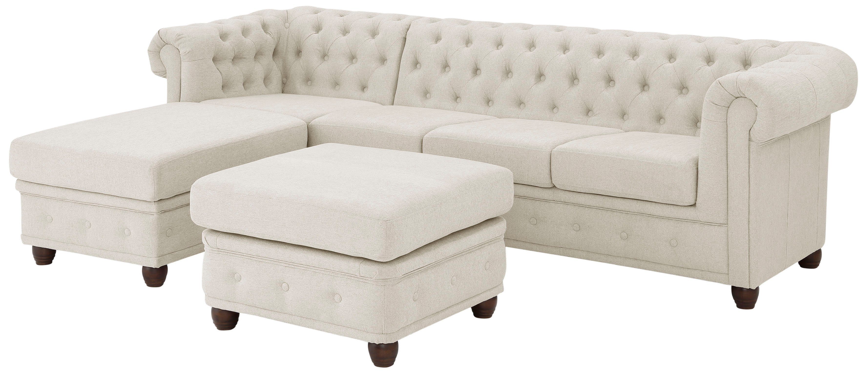 Home affaire Chesterfield-bank New Castle L-vorm hoogwaardige capitonnage in chesterfield-design, bxdxh: 255(171x72)