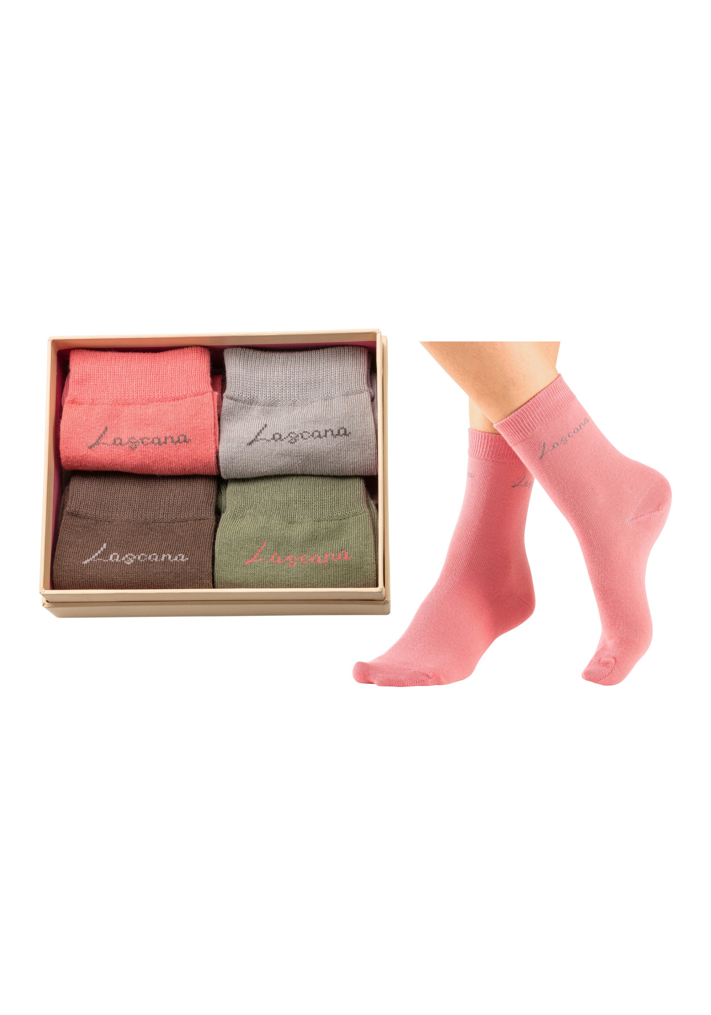 Lascana Basic sokken Believe in Yourself in aantrekkelijke cadeauverpakking (box, 4 paar)
