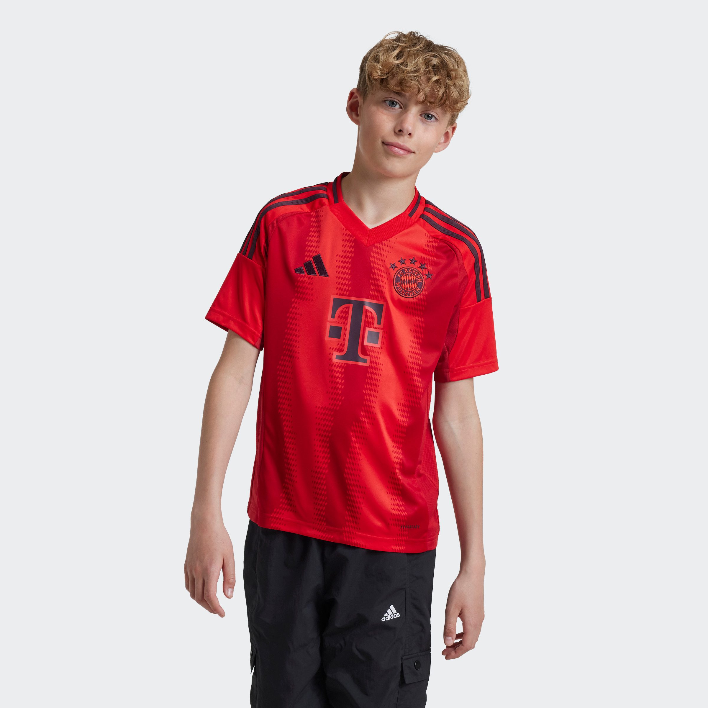 Adidas Perfor ce Junior FC Bayern München voetbalshirt Sport t-shirt Rood Polyester V-hals 164